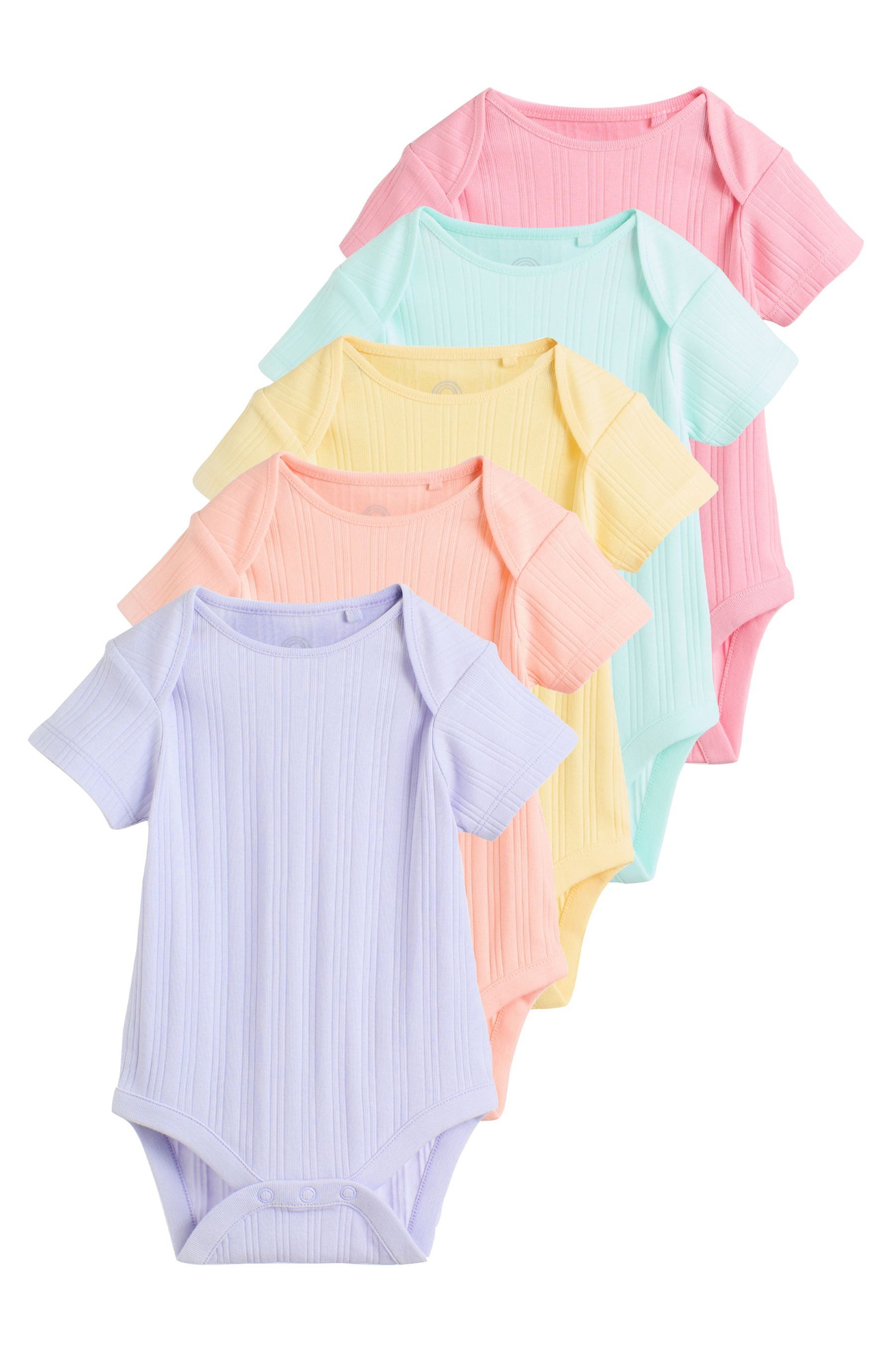 Next Kurzarmbody Kurzärmelige Babybodys im 5er-Pack (5-tlg)