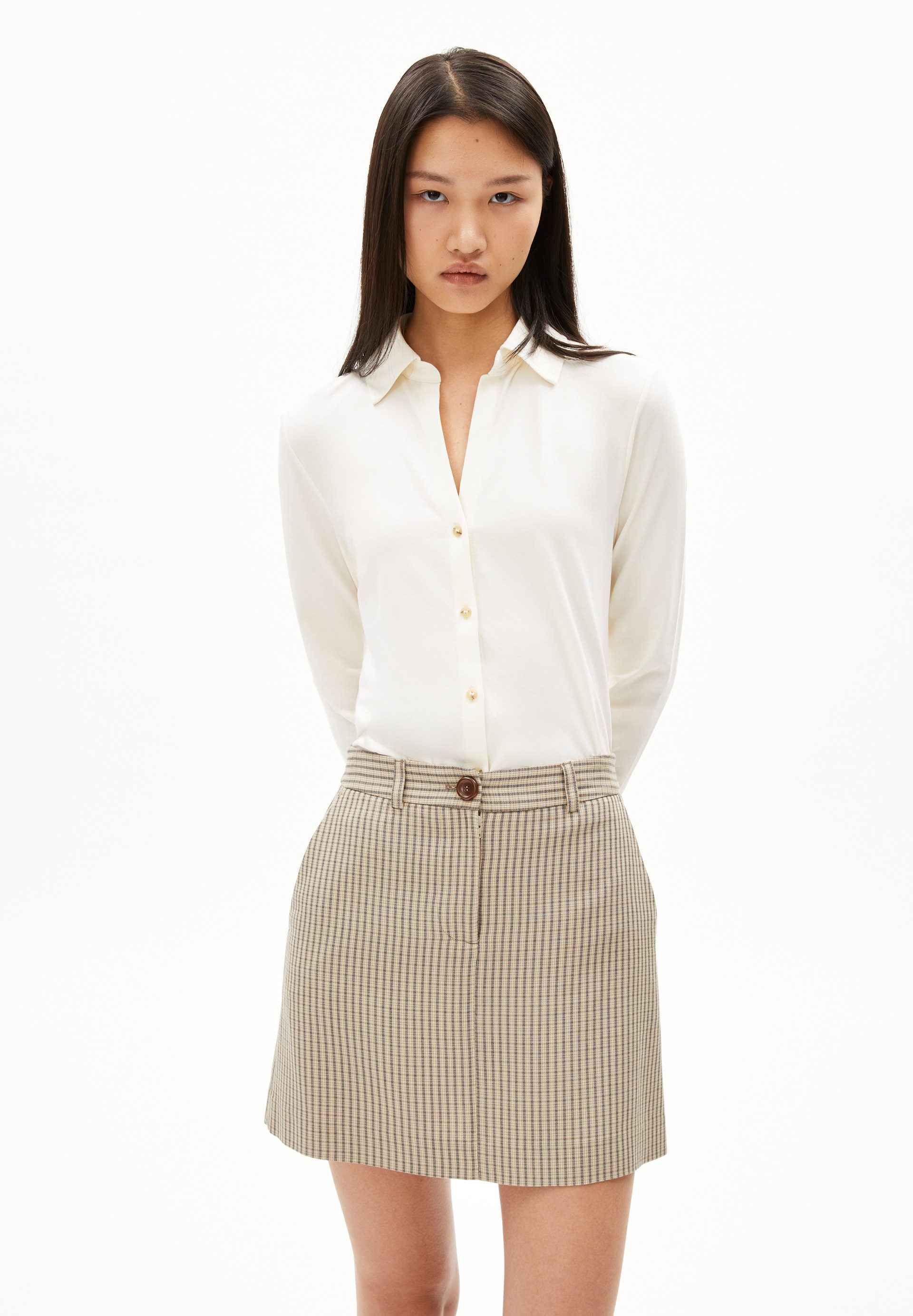 Hemdbluse NALAANNIA BLOUSE Bluse aus Bio-Baumwoll Mix
