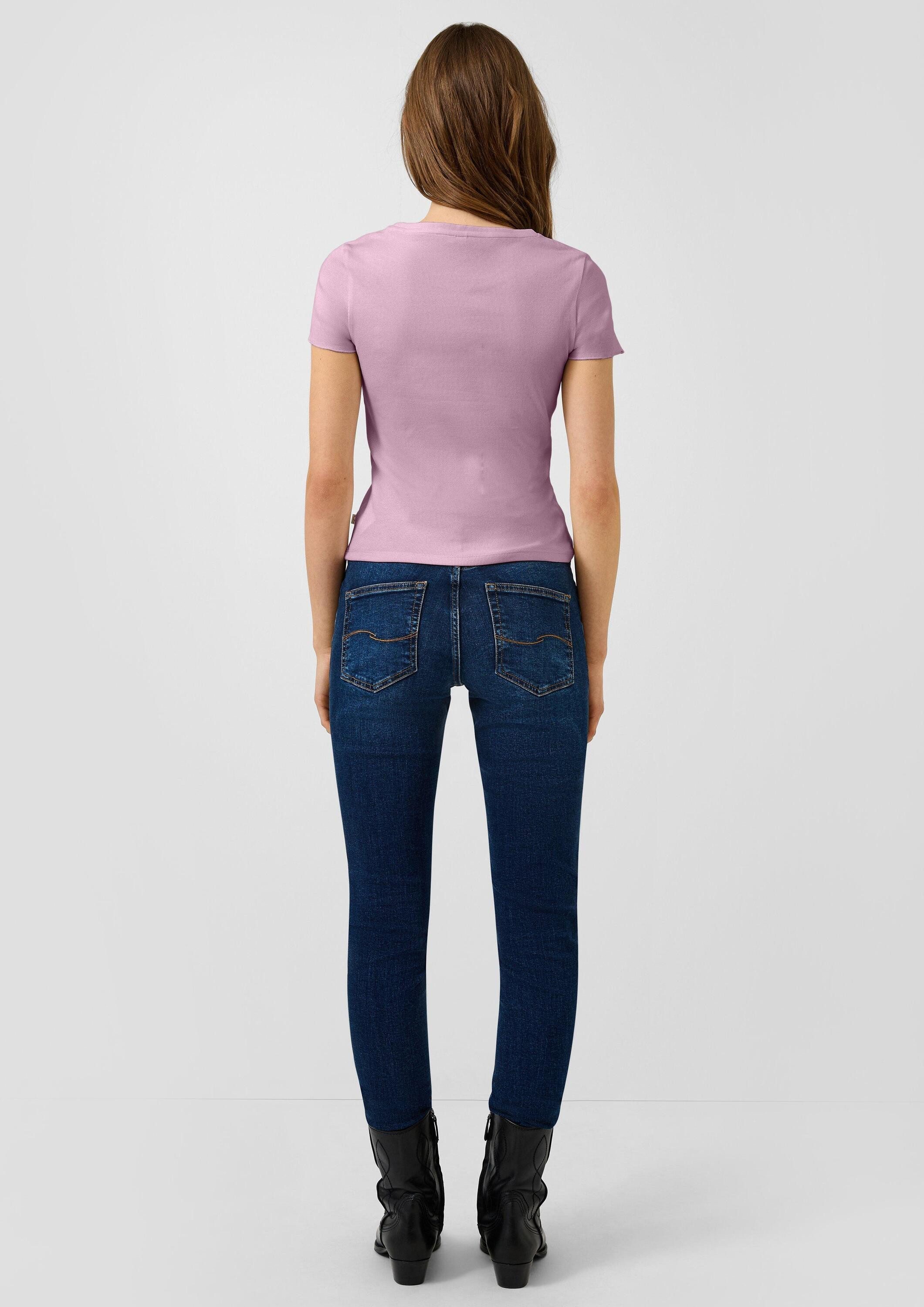 QS Kurzarmshirt T-Shirt Rippshirt