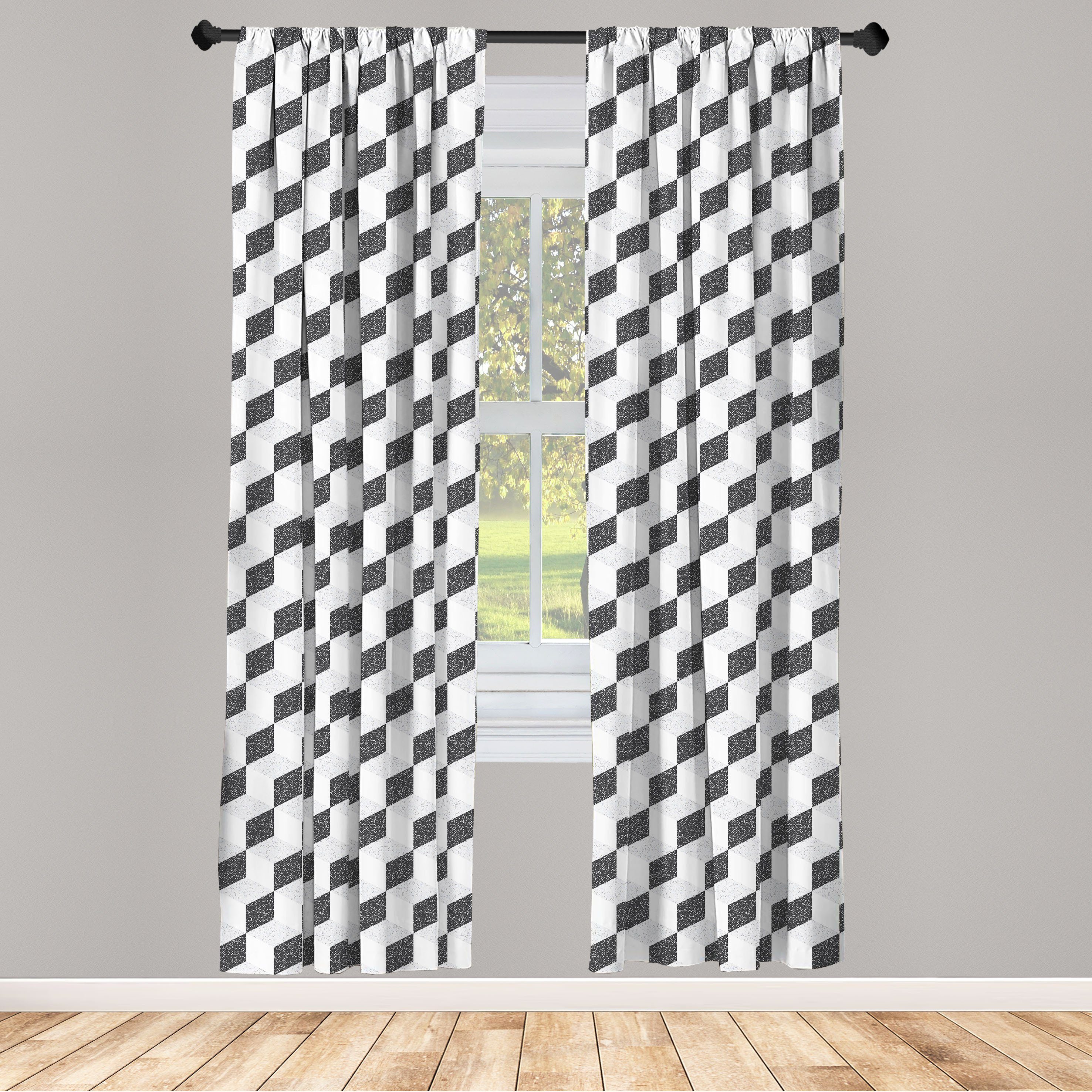 Gardine Vorhang für Wohnzimmer Microfaser, Mosaik Rhombuses Bilder Abstrakt Abakuhaus, Schlafzimmer Dekor