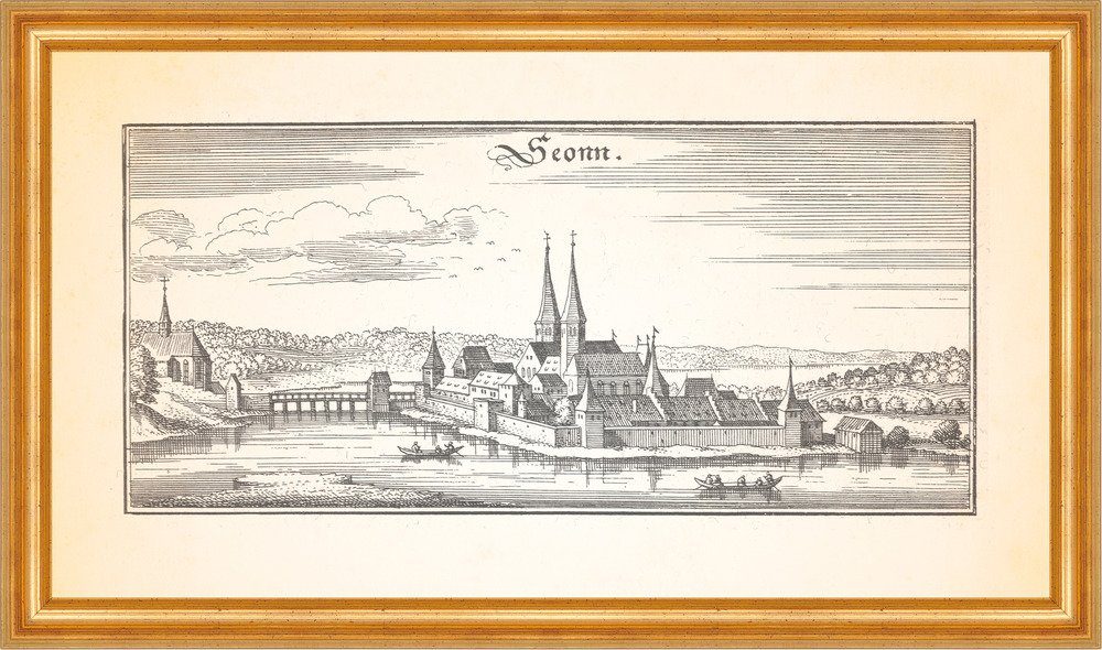 Kunstdruck Seeon Benediktinerkloster Schloss Seeoner See Kupferstich Merian 0387