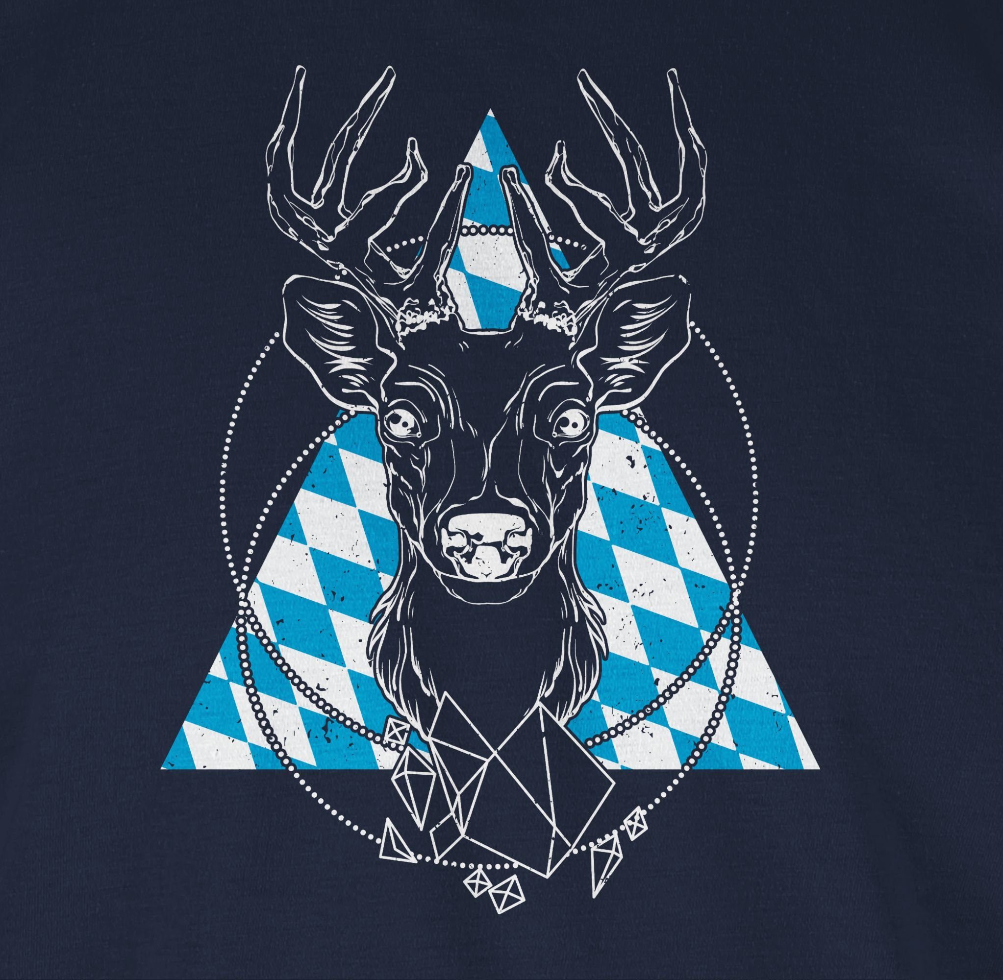 Navy Bayrischer 2 Oktoberfest Herren Shirtracer - Blau für weiß Mode T-Shirt Hirsch