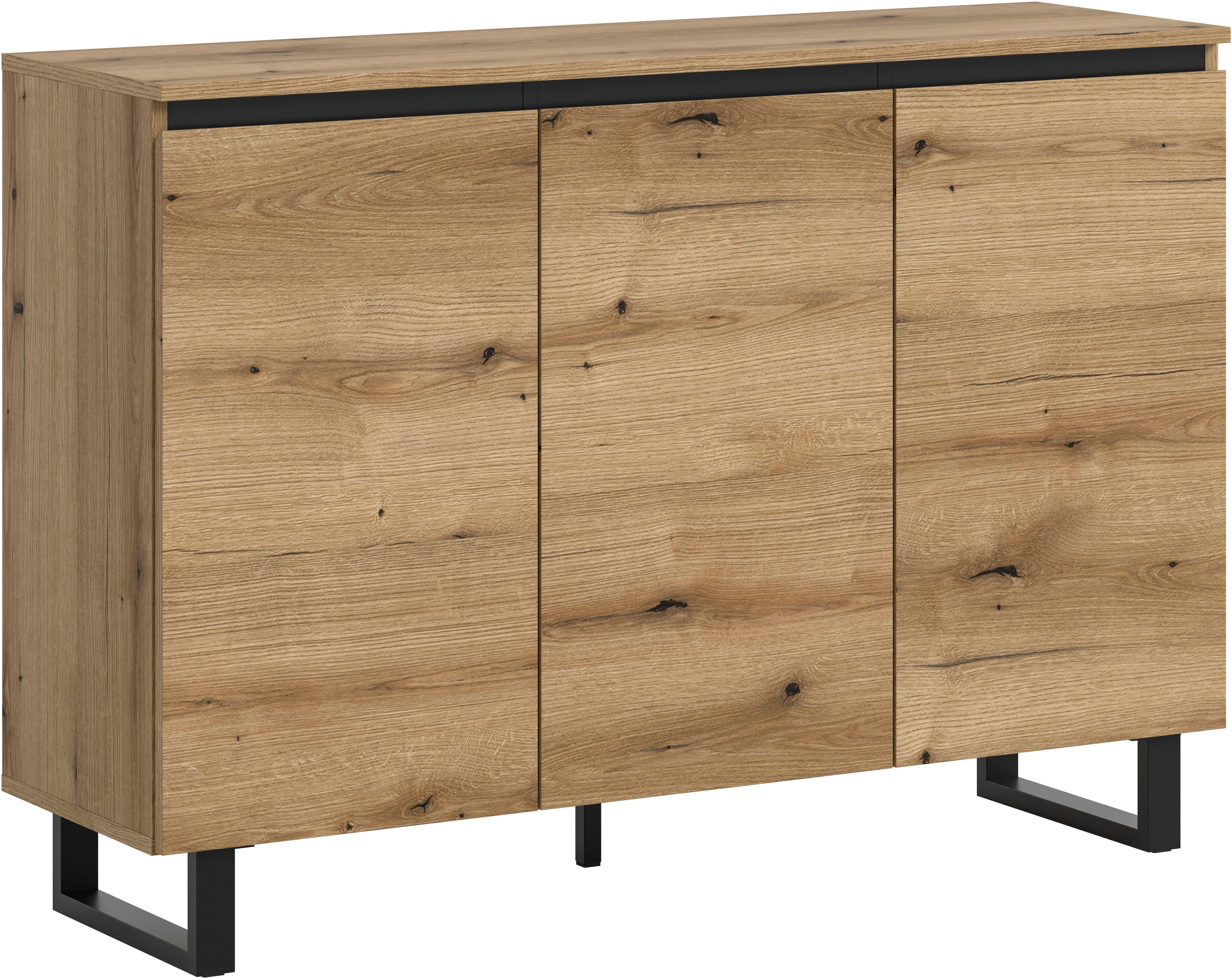 INOSIGN Sideboard TOMA, Breite: 120 cm, mit Metall-Kufen-Fuß, 3 Türen, 3 Einlegeböden, Anrichte, Kommode, Schrank, Board, Higboard