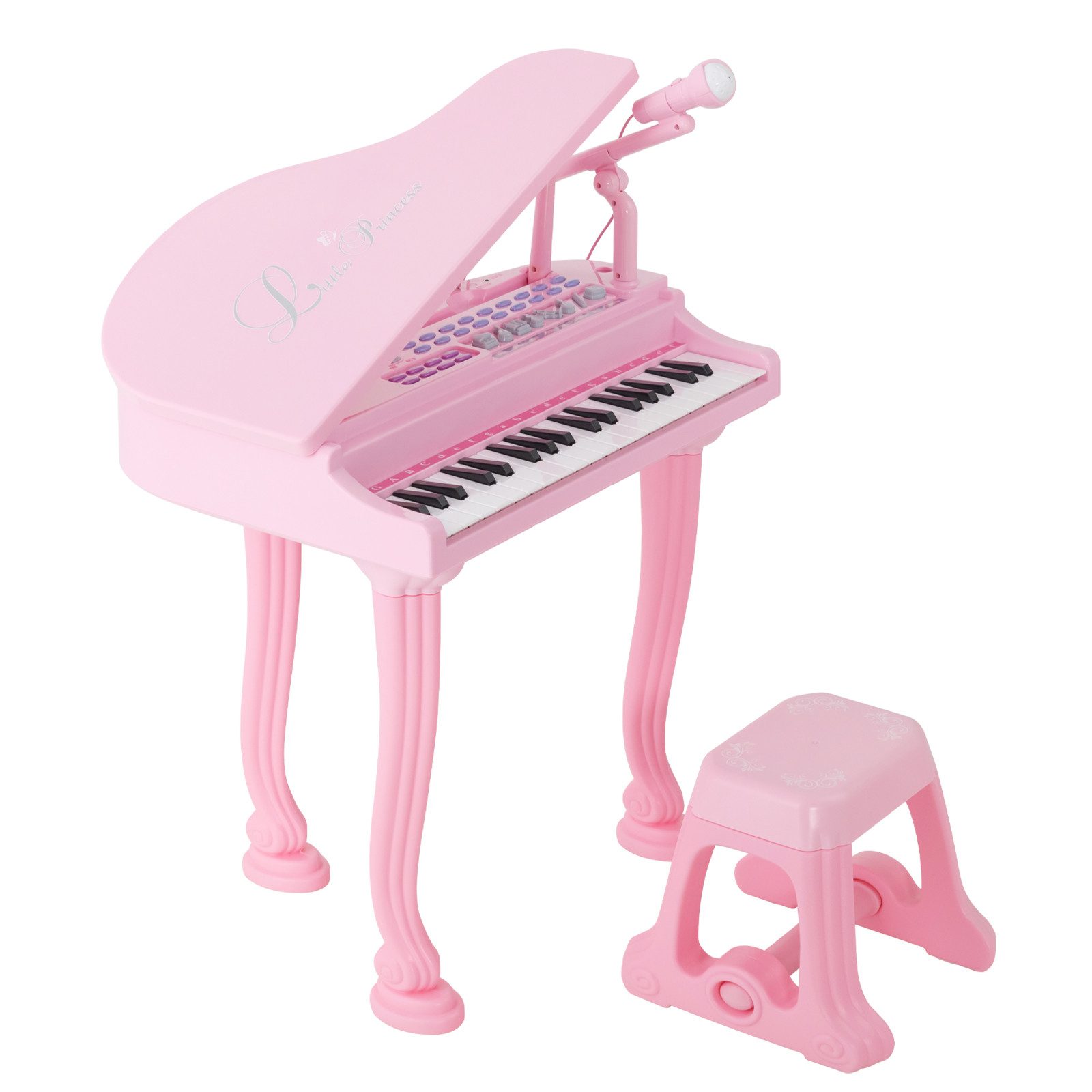 COSTWAY Spielzeug-Musikinstrument 37 Tasten Keyboard, mit Hocker & Mikrofon