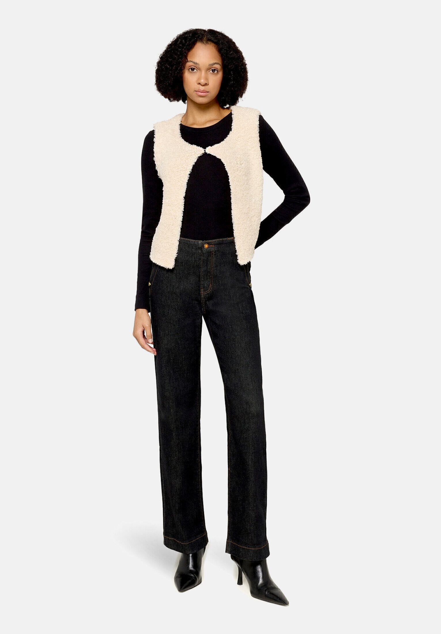 Cartoon Strickjacke Damen mit Rundhalsausschnitt (1-tlg)