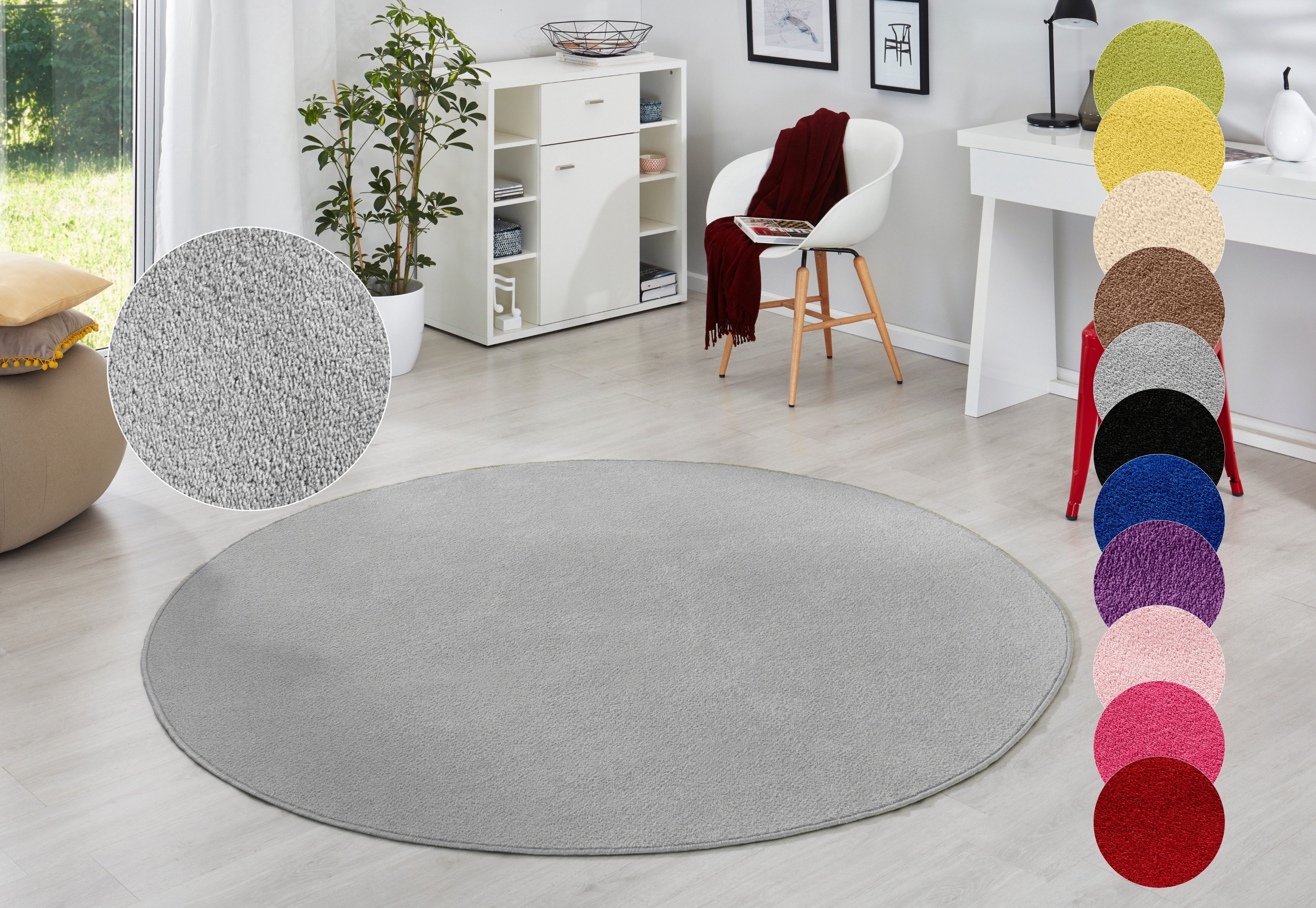 HANSE Home Teppich Fancy, rund, Höhe: 7 mm, Kurzflor, Weich, Einfarbig, Wohnzimmer, Schlafzimmer, Esszimmer