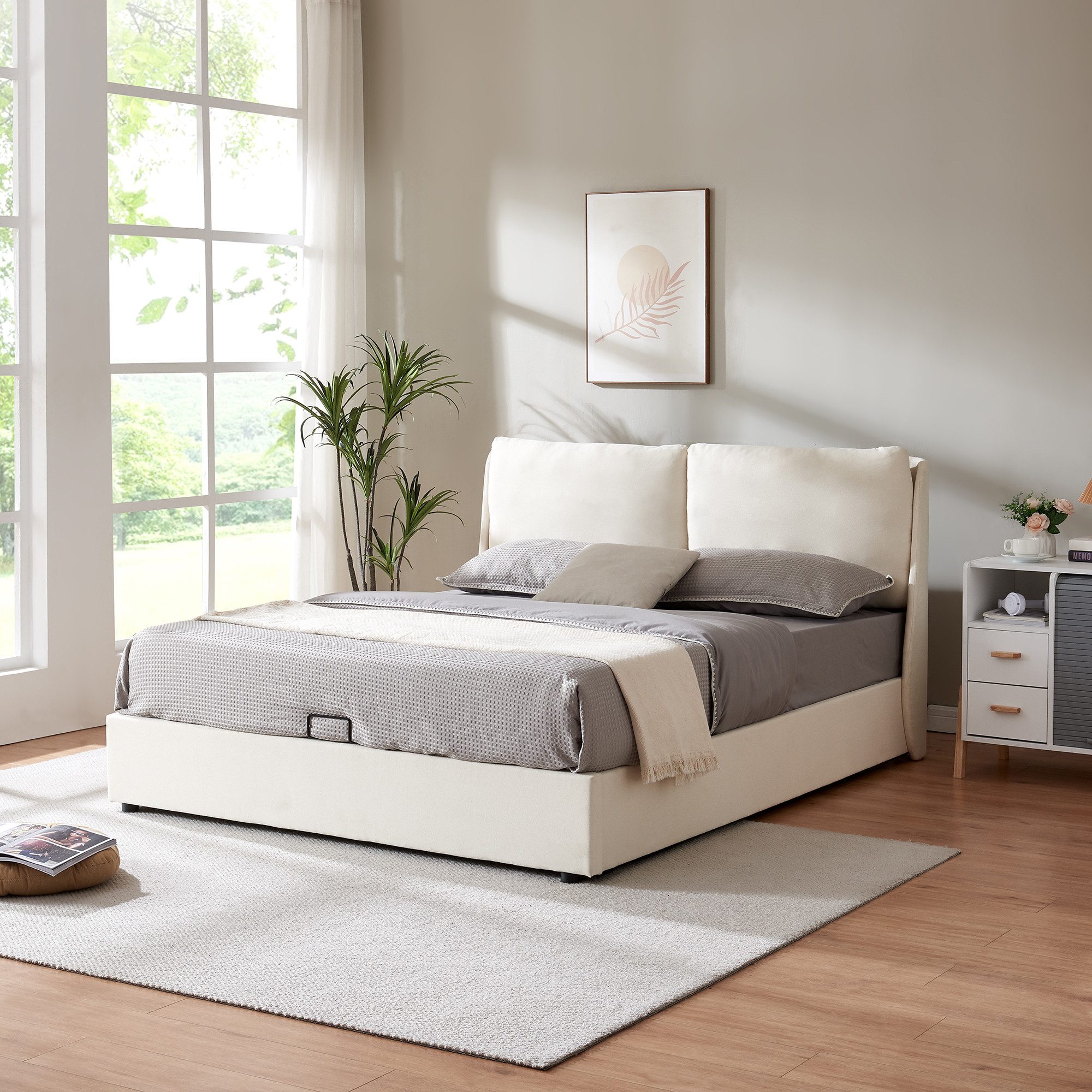 en.casa Polsterbett, »Lunner« Doppelbett mit Bettkasten günstig online kaufen