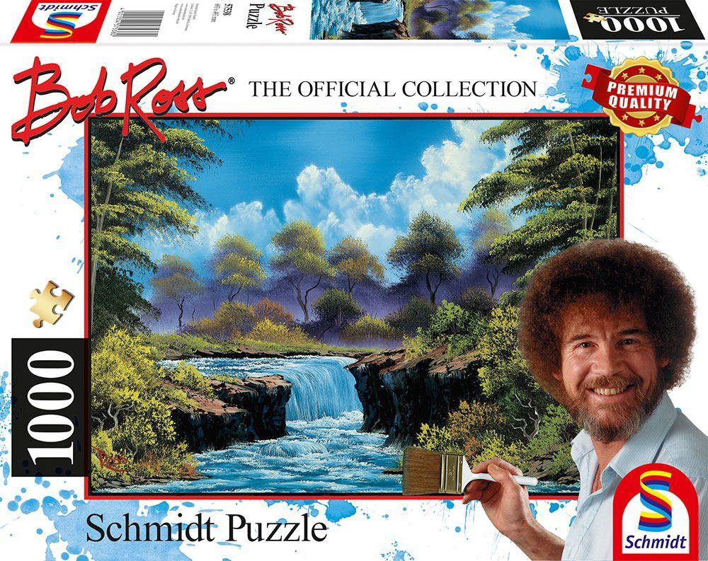 Schmidt Spiele GmbH Puzzle Bob Ross Wasserfall auf der Lichtung 57538, 1000  Puzzleteile