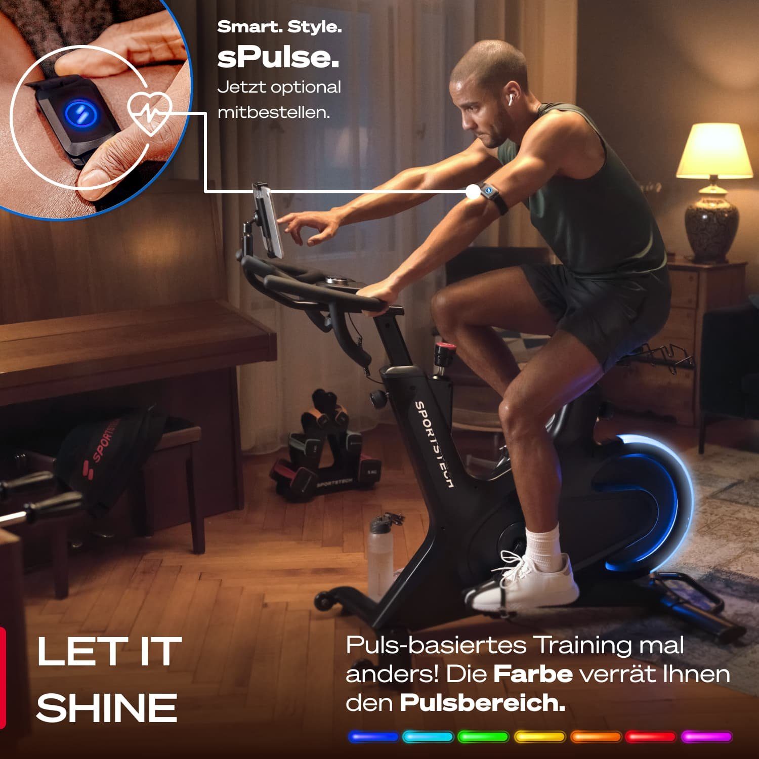 Sportstech Speedbike sBike Lite, LED-Funktion & App Support, Innovatives Speedbike