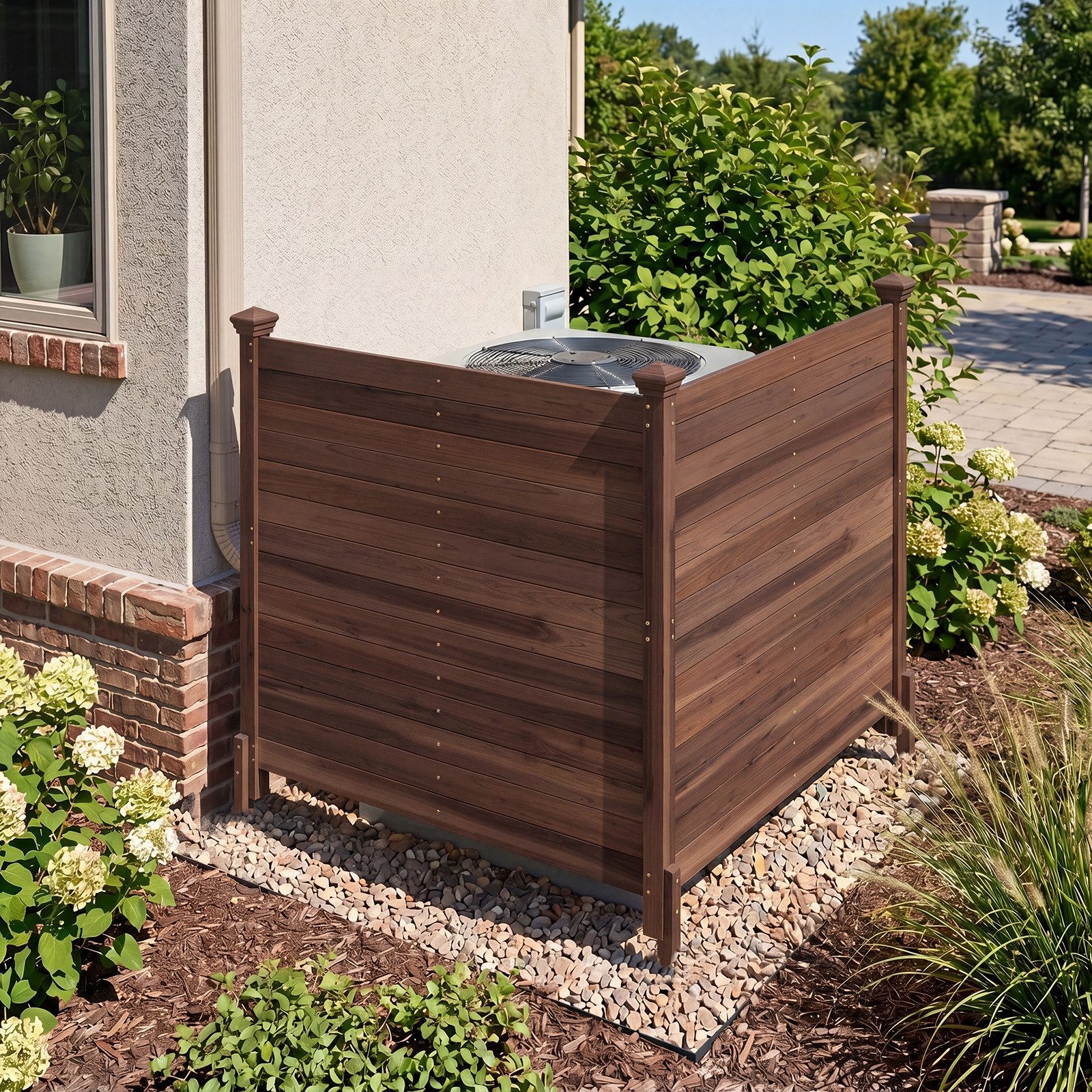 COSTWAY Gartenzaun, (2-St), dekorativer Sichtschutzzaun, Zaun mit 3 Pfosten
