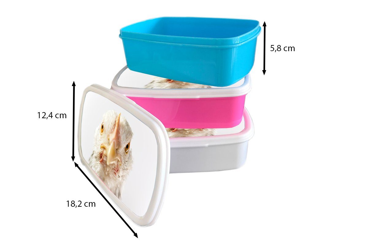 Brotdose Kunststoff, für Huhn Kinder, Schnabel, - Mädchen, Lunchbox - MuchoWow Erwachsene, Brotbox rosa Vogel Kunststoff Snackbox, (2-tlg),