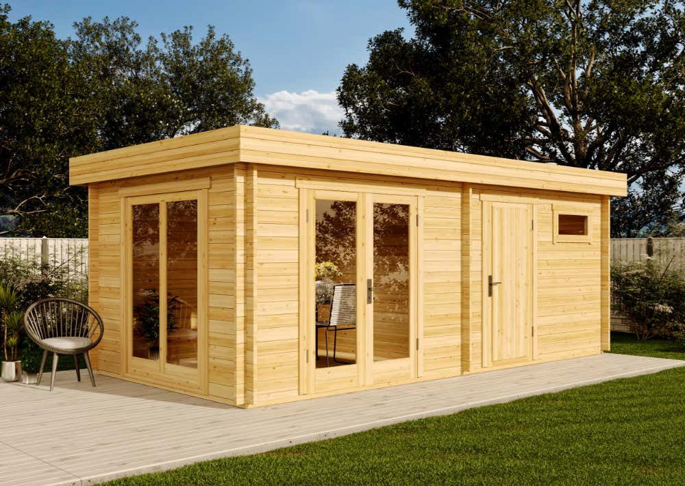 Alpholz Gartenhaus Holz Vönix, BxT: 618x320 cm, in Imprägniert (Pinie) mit 40mm Wandstärke
