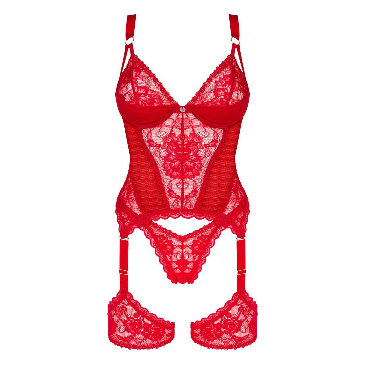 & thong corset Belovya Obsessive Corsage OB - (ML,XSS,XXL) red