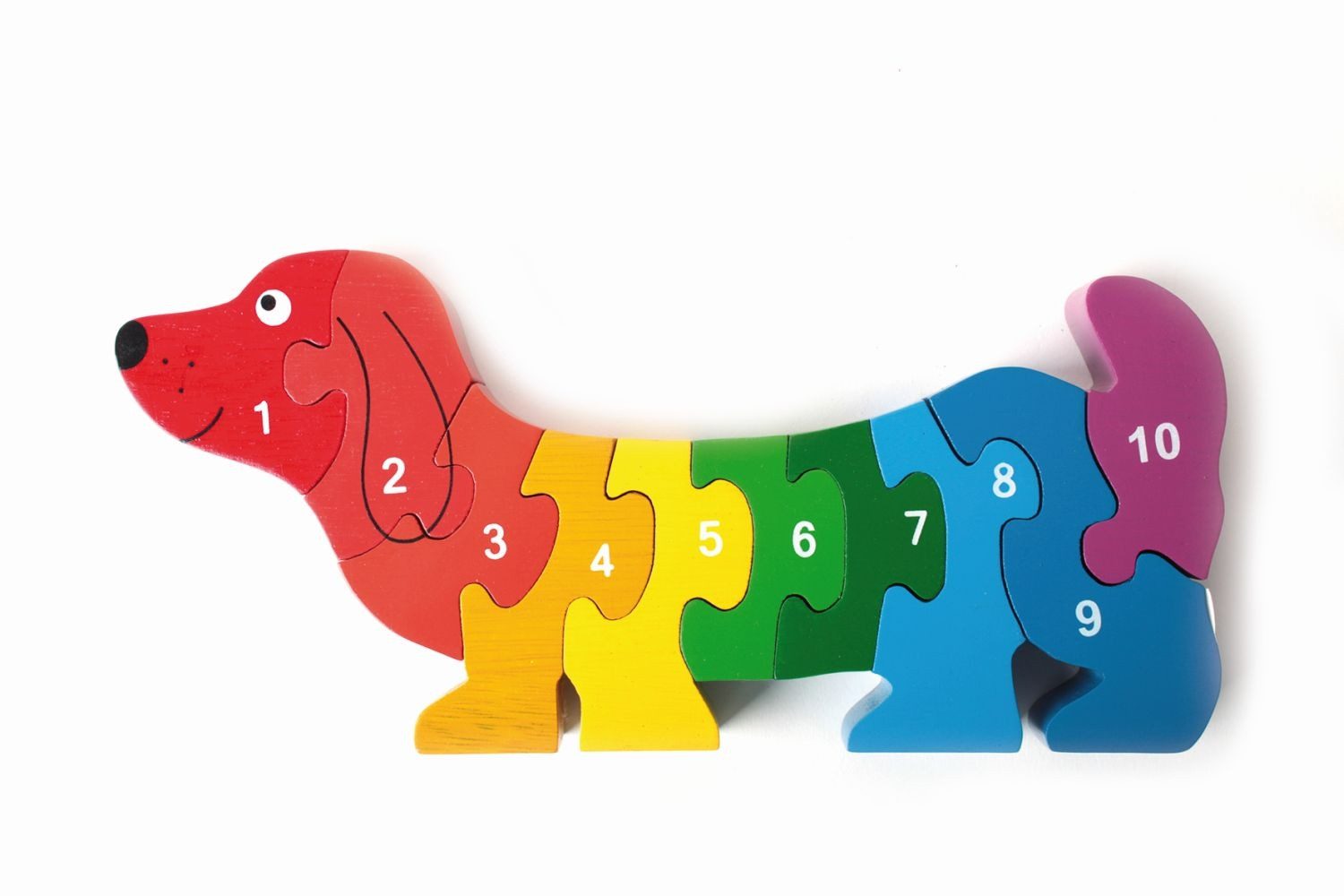 El Puente Puzzle Zahlen-Puzzle "Dackel", Handmade, Puzzleteile, Fair Trade