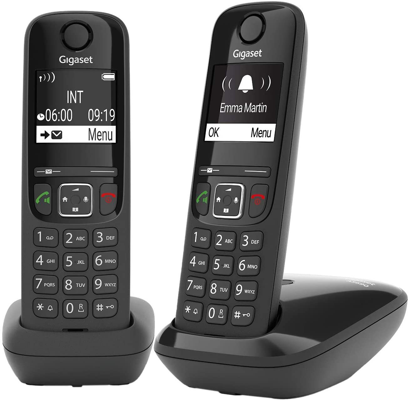 Gigaset Gigaset AS690 Duo - Freisprechen zu großes (Mobilteile: Schnurloses Anrufschutz DECT-Telefon / 2, 100 Display Kontakte) bis 