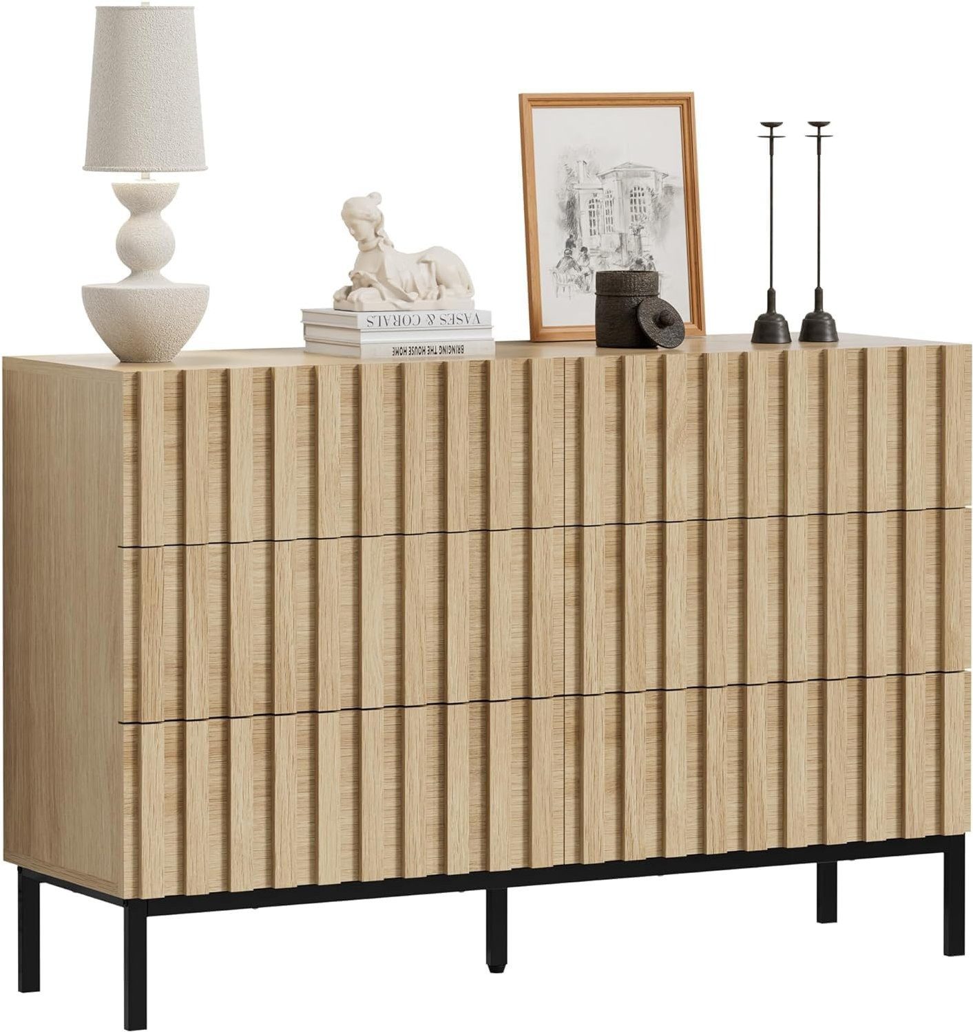 UEV Kommode schmal mit Schubladen, Sideboard für Wohnzimmer Schlafzimmer Flur (Packung, Aufbewahrungsschrank), Kippsicherung, Aufbewahrungskommode, TV Board Schubladenschrank Buffet