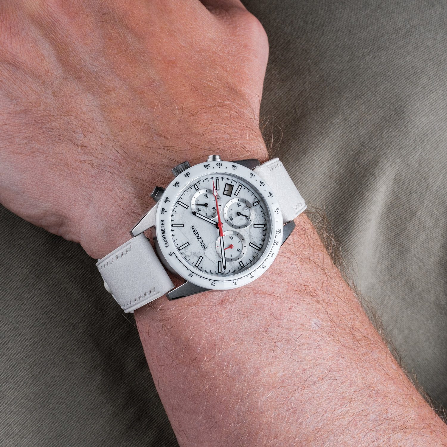 Holzkern Quarzuhr 9010631021818, Herrenuhr Titan Neverrest Howlith/Weiß