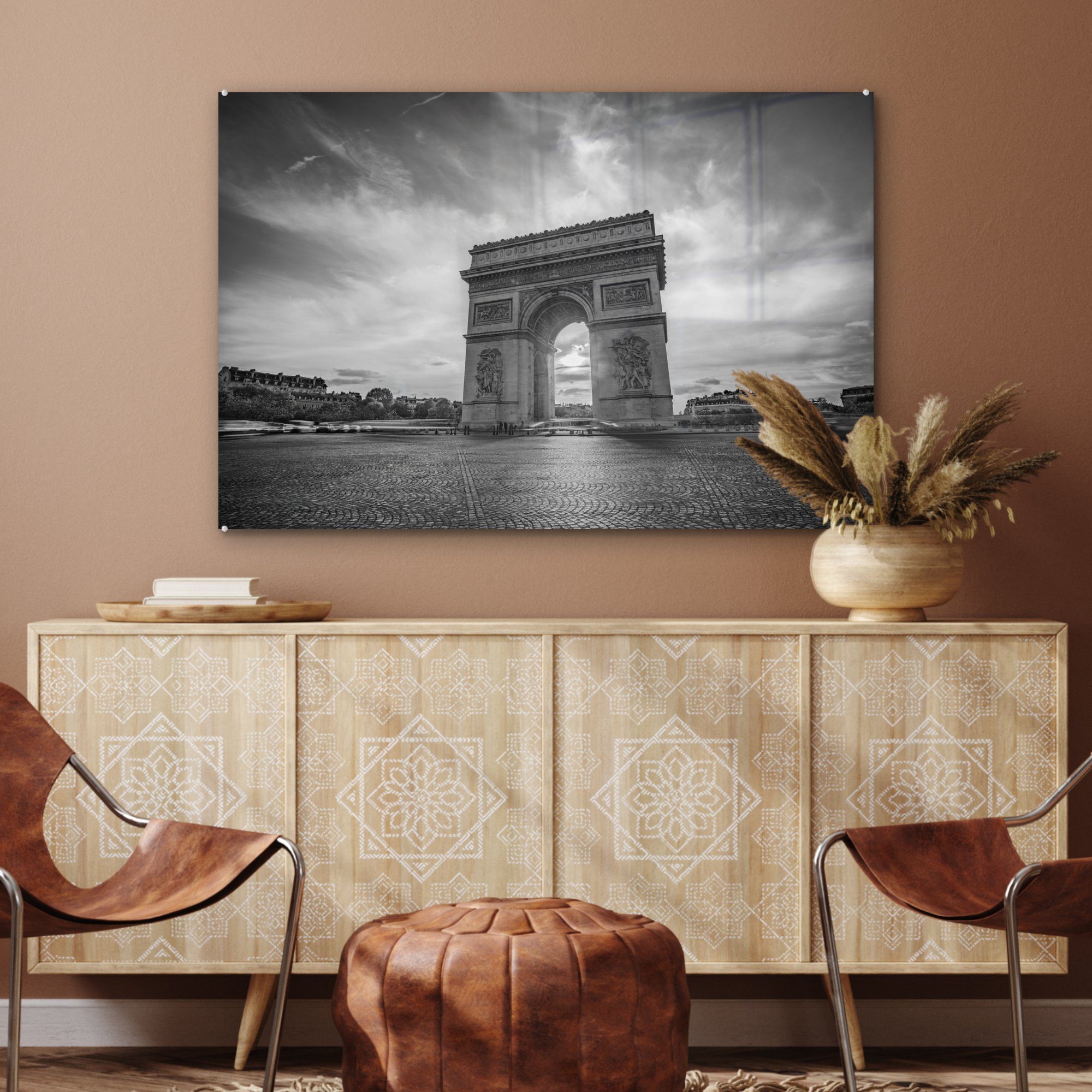St), Wohnzimmer Frankreich Arc Schlafzimmer (1 & - Schwarz Weiß - de Acrylglasbilder Triomphe, - MuchoWow Acrylglasbild