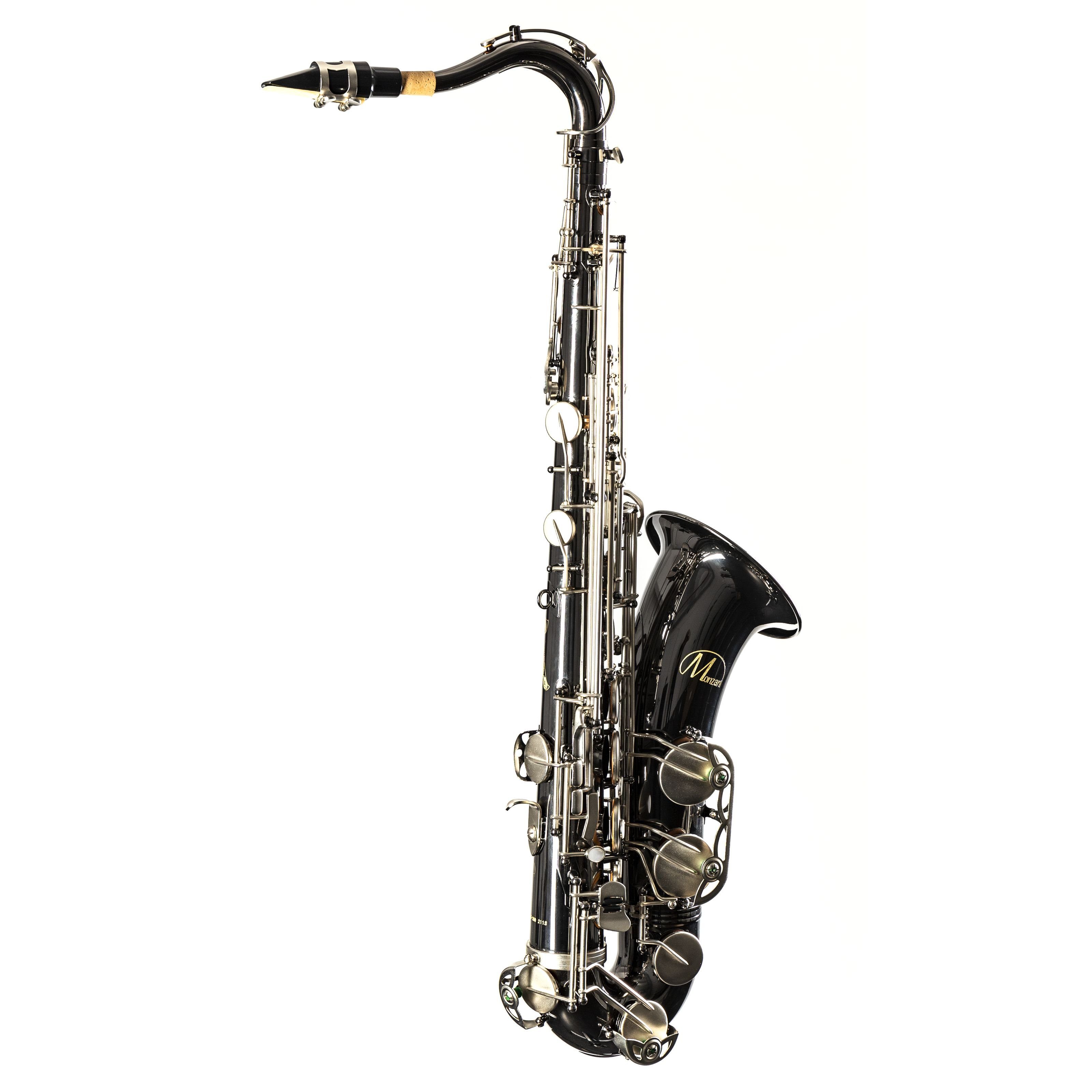 Monzani Saxophon, MZTS-260 Tenor Saxophon Schwarz Lackiert Messingkorpus Bb Stimmung Inklusive Mundstück Wischer Koffer mit Rucksackvorrichtung Tragegurt Graviertes Design, Saxophone, Tenor Saxophone, Tenor Saxophon, Schwarz Lackiert, Bb Stimmung