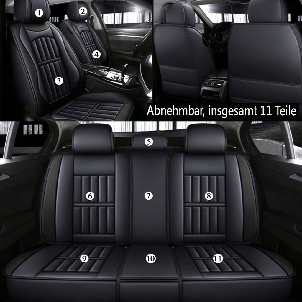 ELUTO Car Seat Covers, 5-Seat Universal Car Seat Covers, Protective Covers Complete Set, Faux Leather