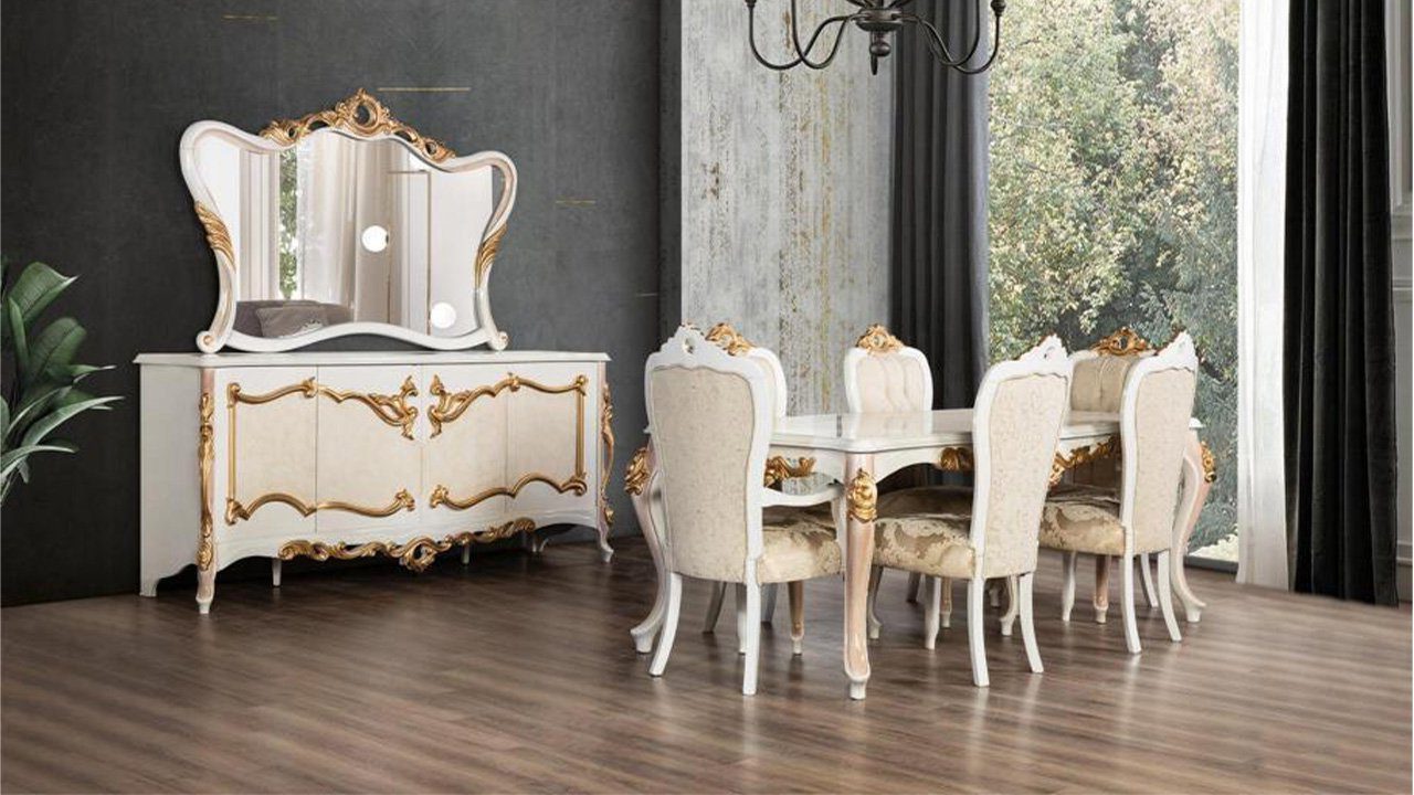 Xlmoebel Esszimmer-Set Luxus-Set mit XL-Tisch & Stühlen aus Holz im modernen Design, (7 tlg. Esszimmer Set (Esstisch + 4x Stühle + 2x Stühle mit Armlehnen), Hergestellt in Europa