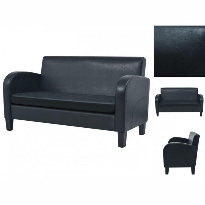 vidaXL Sofa 2-Sitzer-Sofa Kunstleder Schwarz Couch
