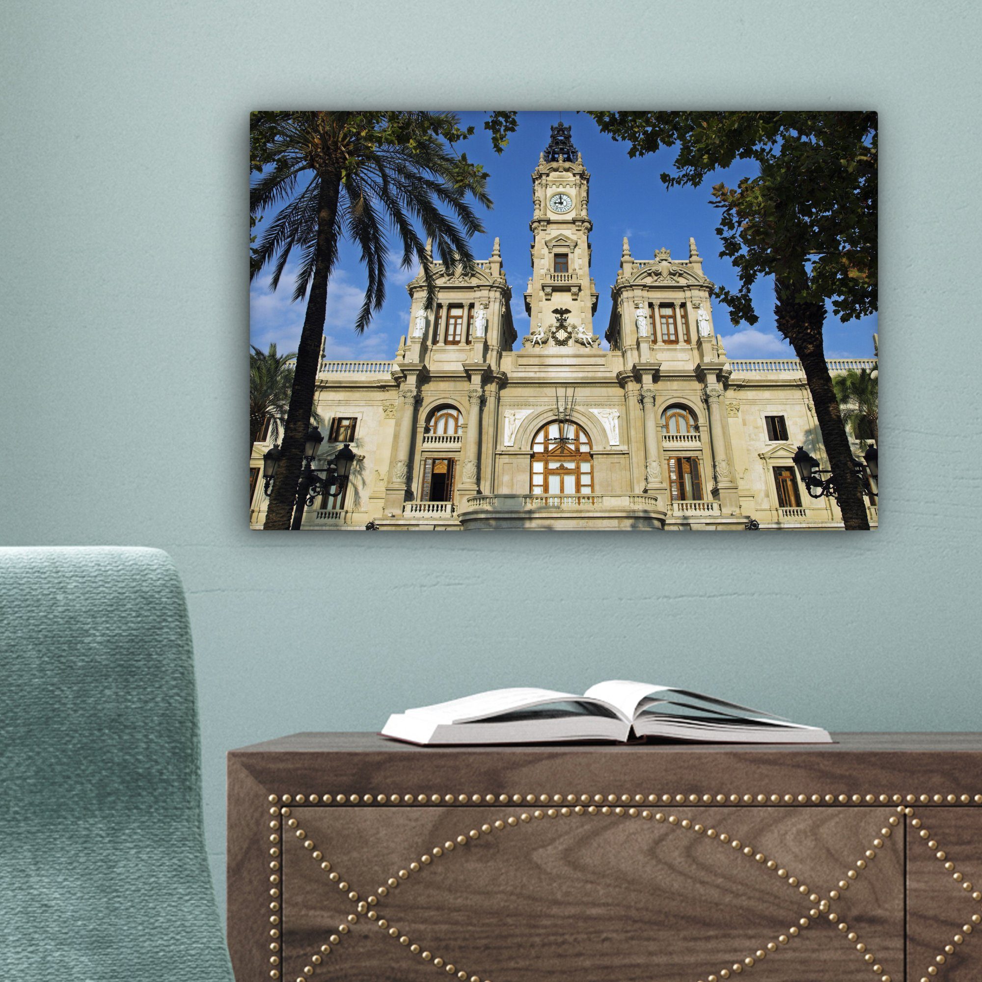 Leinwandbild Architektur - OneMillionCanvasses® Leinwandbilder, (1 - St), Aufhängefertig, 30x20 Wandbild cm Stadt, Wanddeko, Valencia