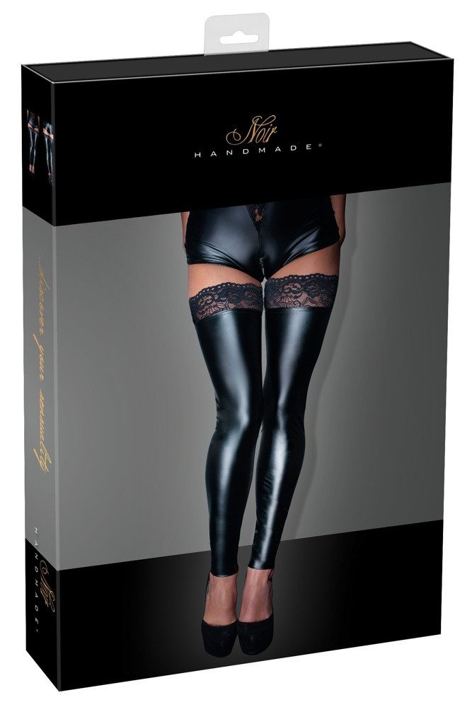 Noir Halterlose Strümpfe Noir - handmade exclusive Overknees Stulpen Spitze - (L,M,S,XL)