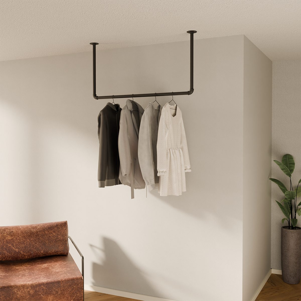 pamo. design Шкафыstange HANG, (zur Deckenmontage), Offene Garderobe für den Eingangsbereich oder als Handtuchhalter