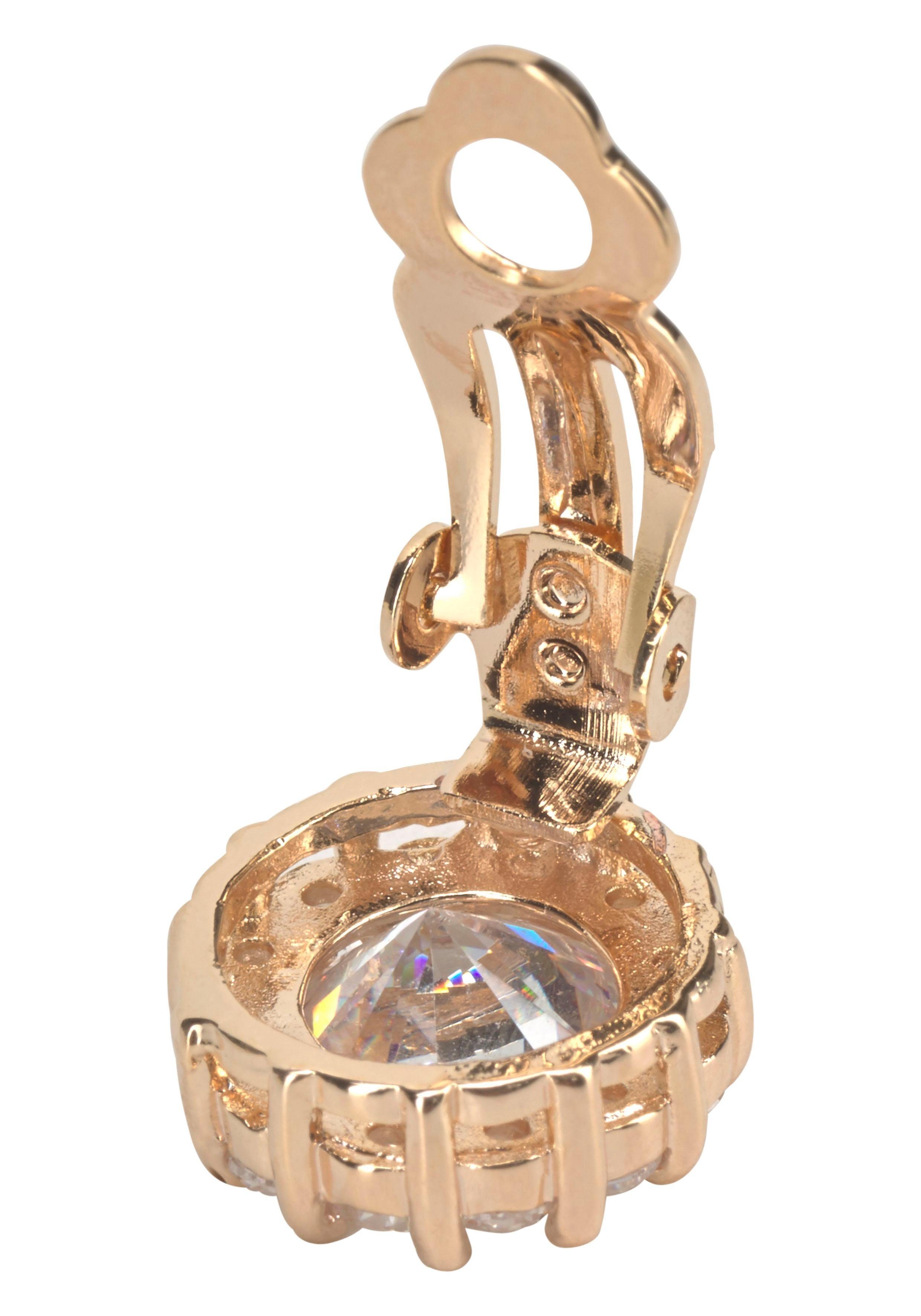 Firetti Paar Ohrclips edel und elegant, mit Glasstein, Strassstein