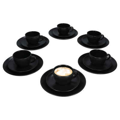 MamboCat Kaffeeservice 18tlg Kaffeeservice Panther schwarz Steingut 6 Personen, Steingut