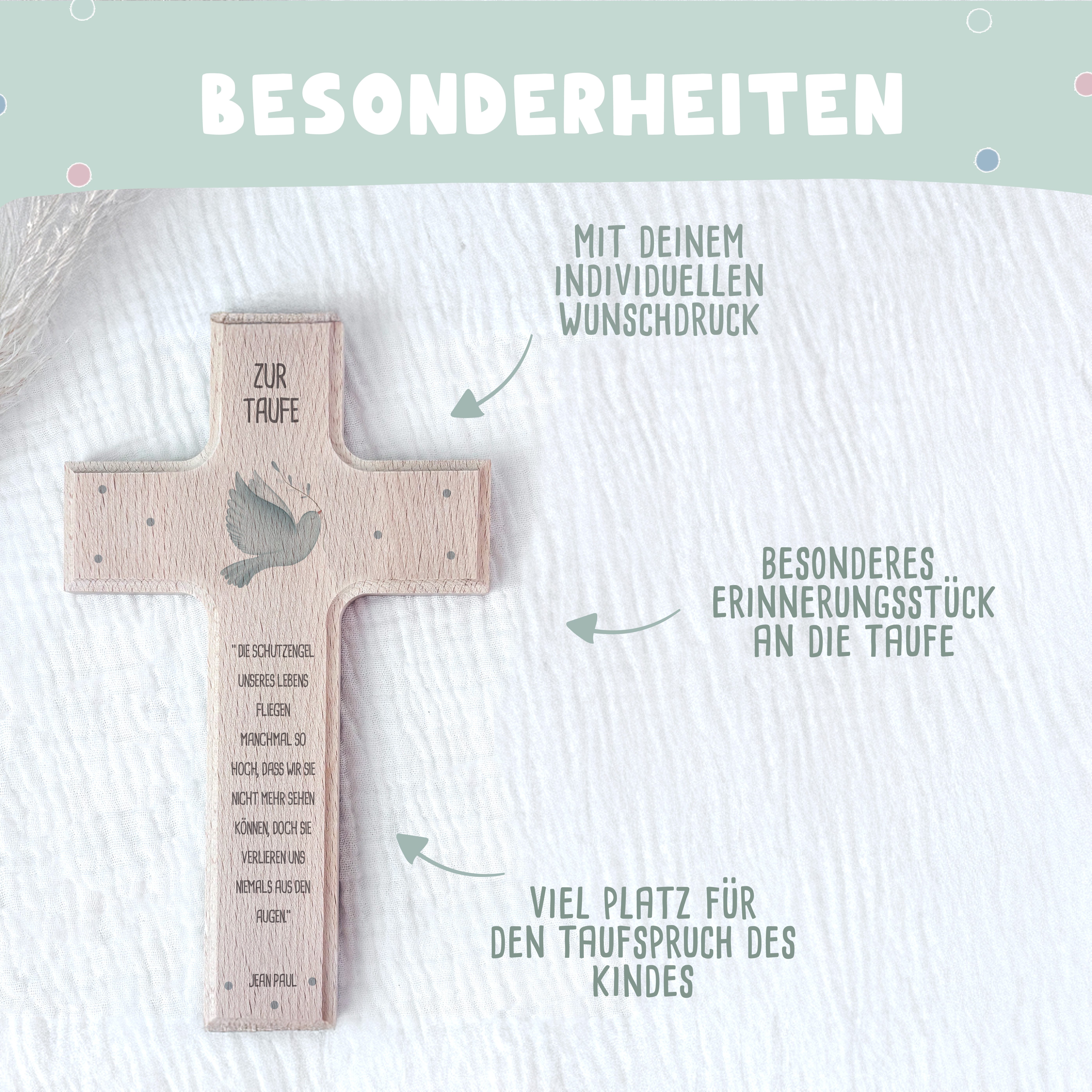 hellomini Wanddekoobjekt Taufkreuz Aquarell 15cm x 25cm günstig online kaufen