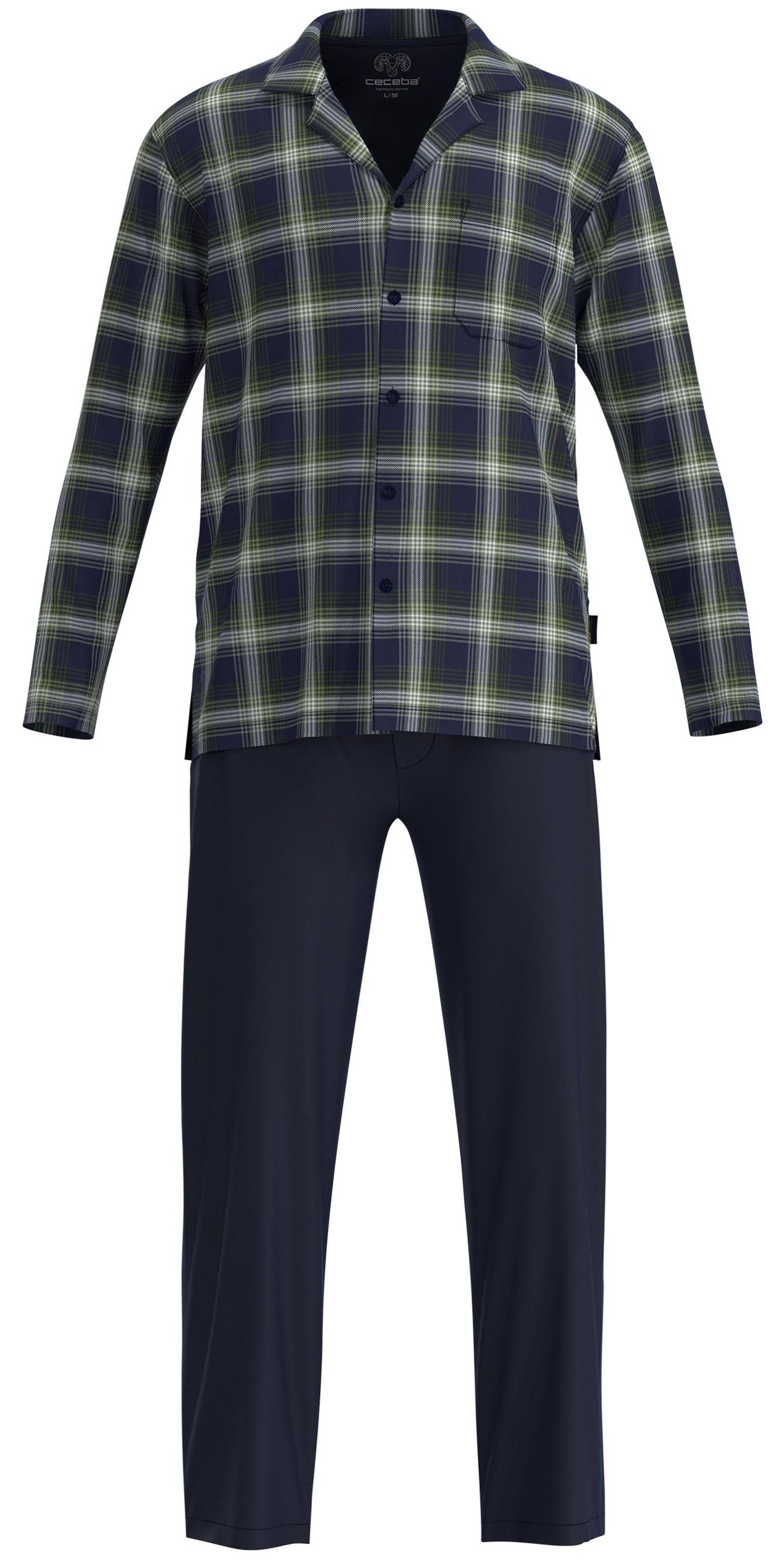 CECEBA Schlafanzug Herren Flanell Pyjama geknöpft (2 tlg) Baumwolle günstig online kaufen