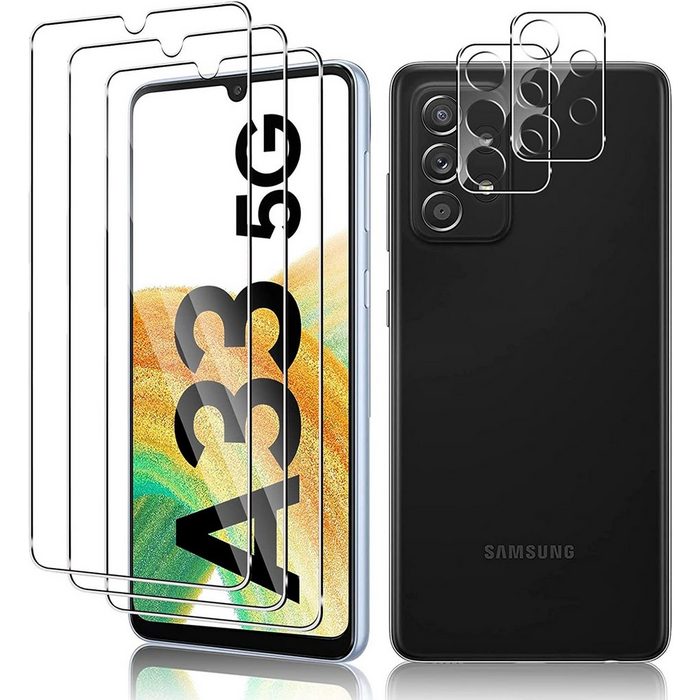 IVSO Schutzfolie Displayschutz Displayschutzfolie Panzerfolie für Samsung Galaxy A33 5G (Vorderseite(3 Stück)+ Kamera (2 Stück) Schutzglas Glasfolie klar