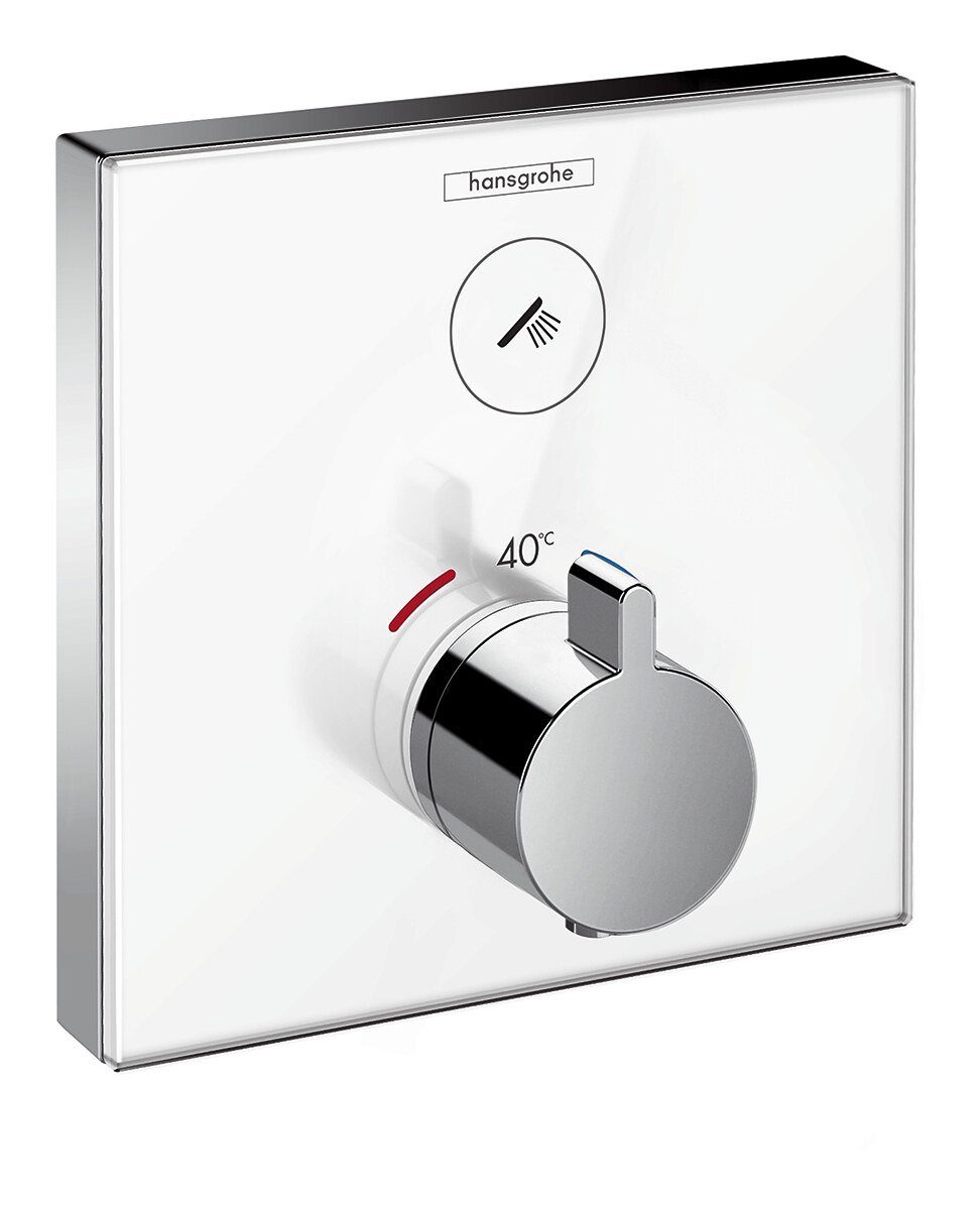 hansgrohe Unterputzarmatur ShowerSelect Glas Thermostat für 1 Verbraucher Unterputz - Weiß / Chrom