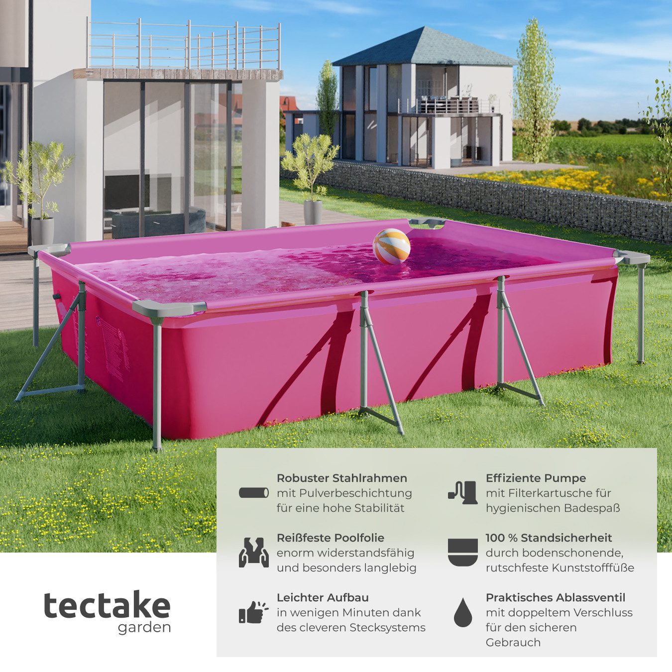 tectake Framepool Swimming Pool, rechteckig günstig online kaufen