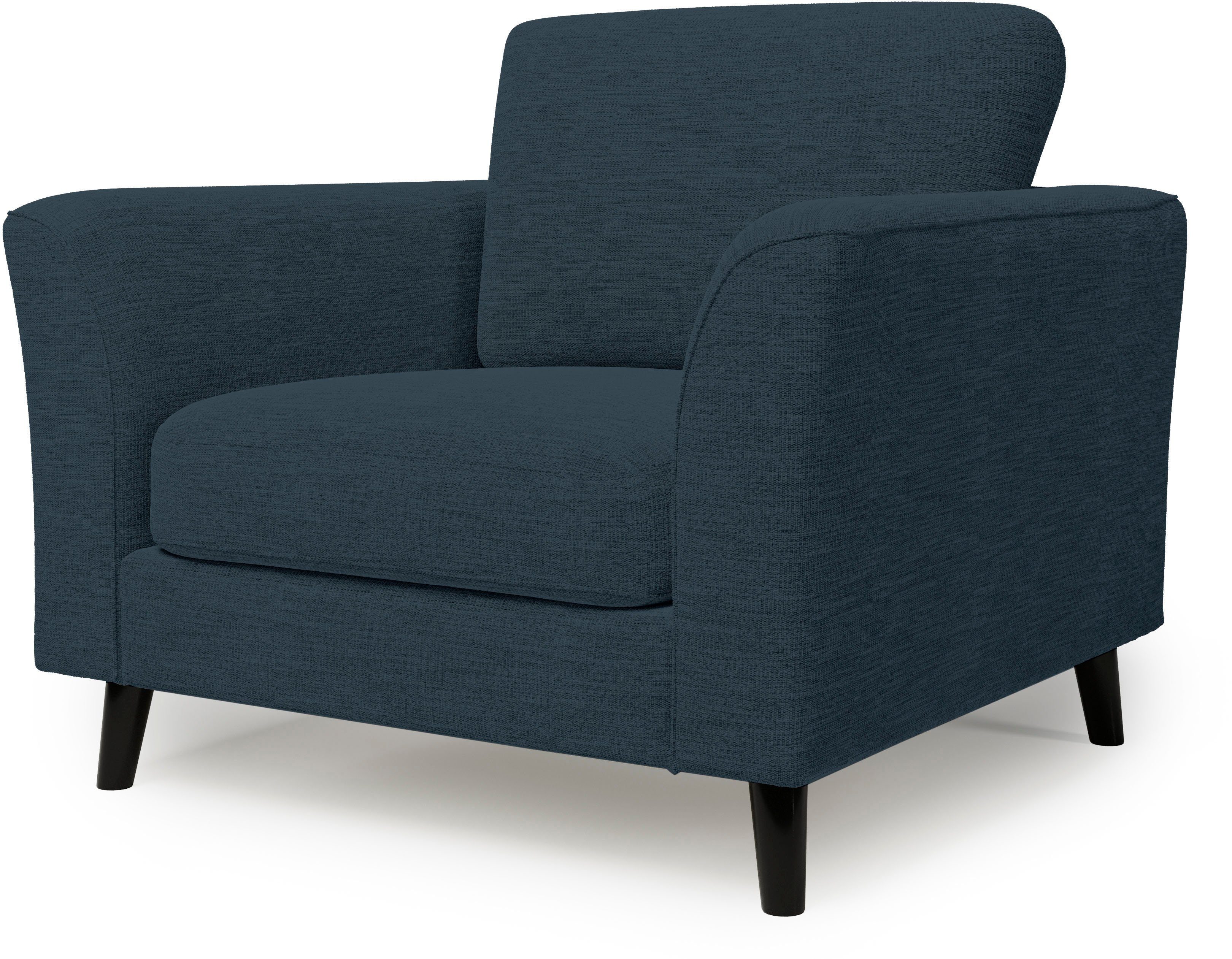 Sessel aus schwarzen Sitzkomfort, Holzfüßen Gröde, weicher blue affaire Home