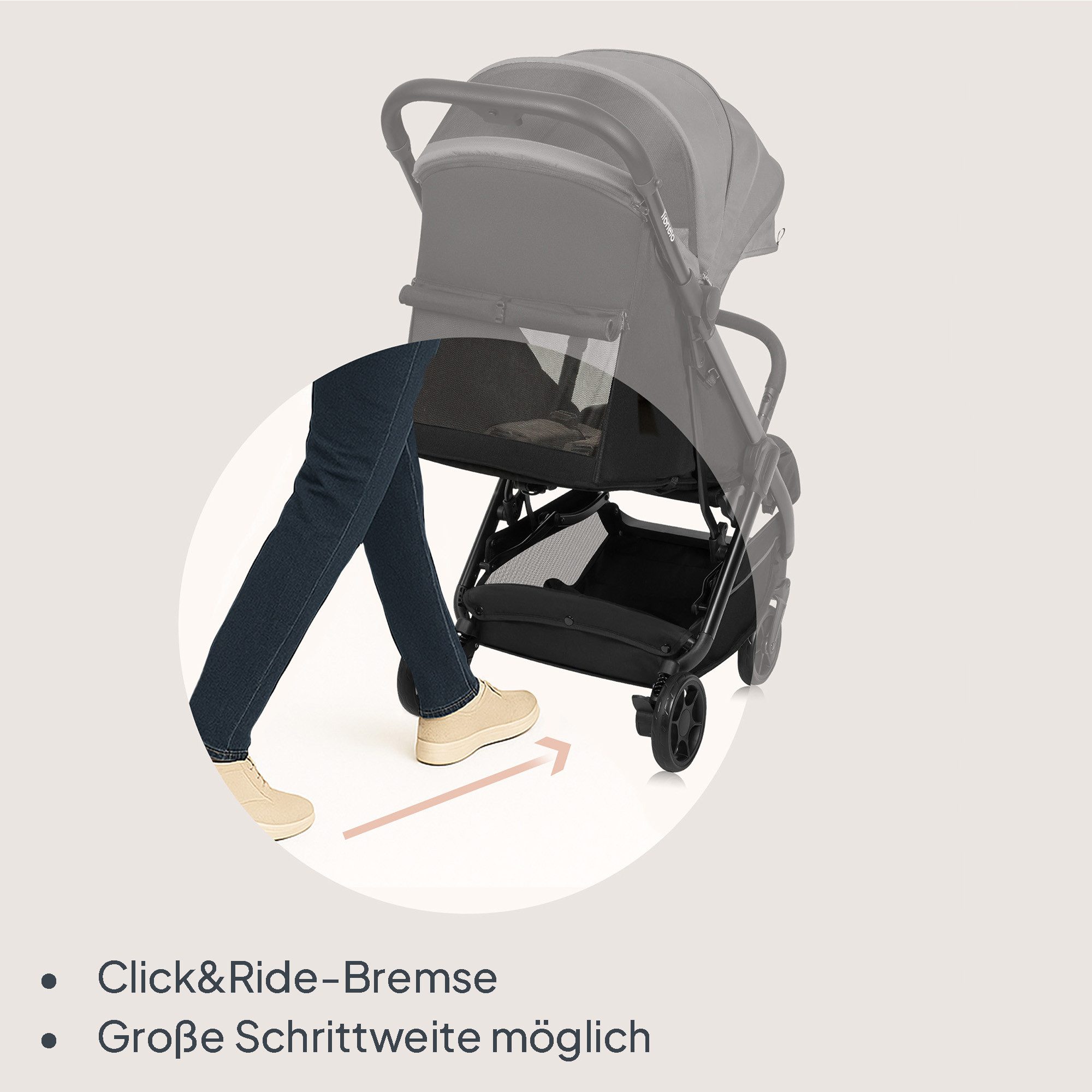 lionelo Kinder-Buggy JULIE AIR, (Set mit Becherhalter und Tragegurt für den Transport auf der Schulter), Auto-folding/Ultraleicht/UPF50+/Liegeposition/360°Rader – Bild 5 von 5