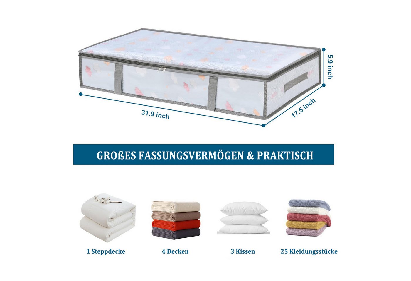 Thumbnail - Coonoor Aufbewahrungsbox Unterbett-Aufbewahrungstasche, Unterbett-Aufbewahrungsbox, (1 St), Faltbare Aufbewahrungstasche...