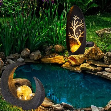 Globo LED Solarleuchte, LED-Leuchtmittel fest verbaut, Solarleuchte Mond Gartendeko Skulptur Solarlampen für Außen 2x