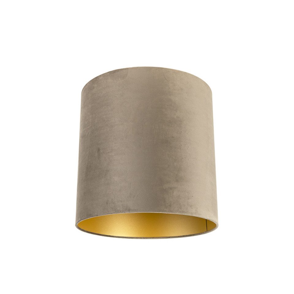 Qazqa Lampenschirm Cilinder velours, QAZQA Lampenschirm, Taupe, Textil, Modern