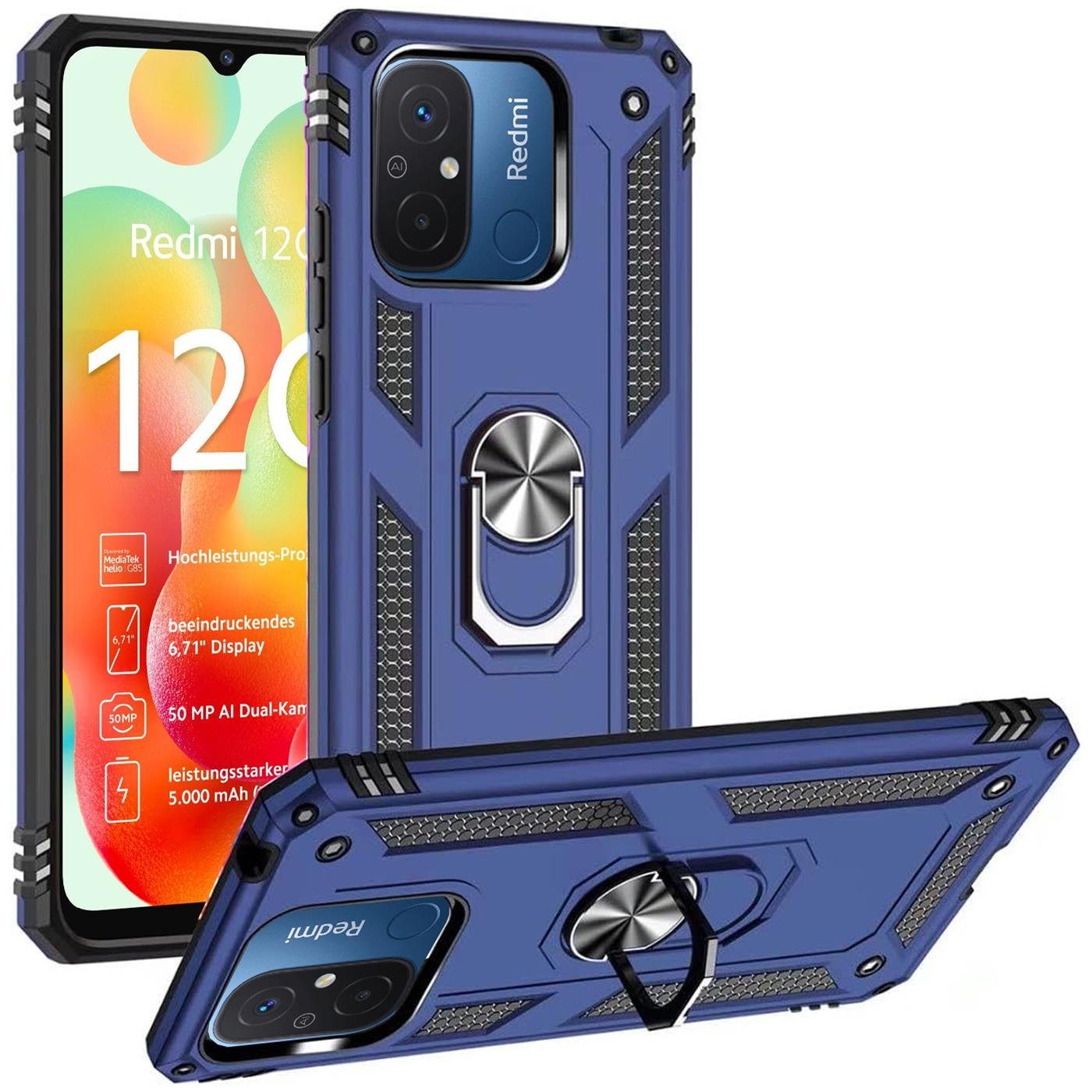 CoolGadget Handyhülle Armor Shield Case für Xiaomi Redmi 12C 6,67 Zoll, Outdoor Cover Magnet Ringhalterung Handy Hülle für Redmi 12C