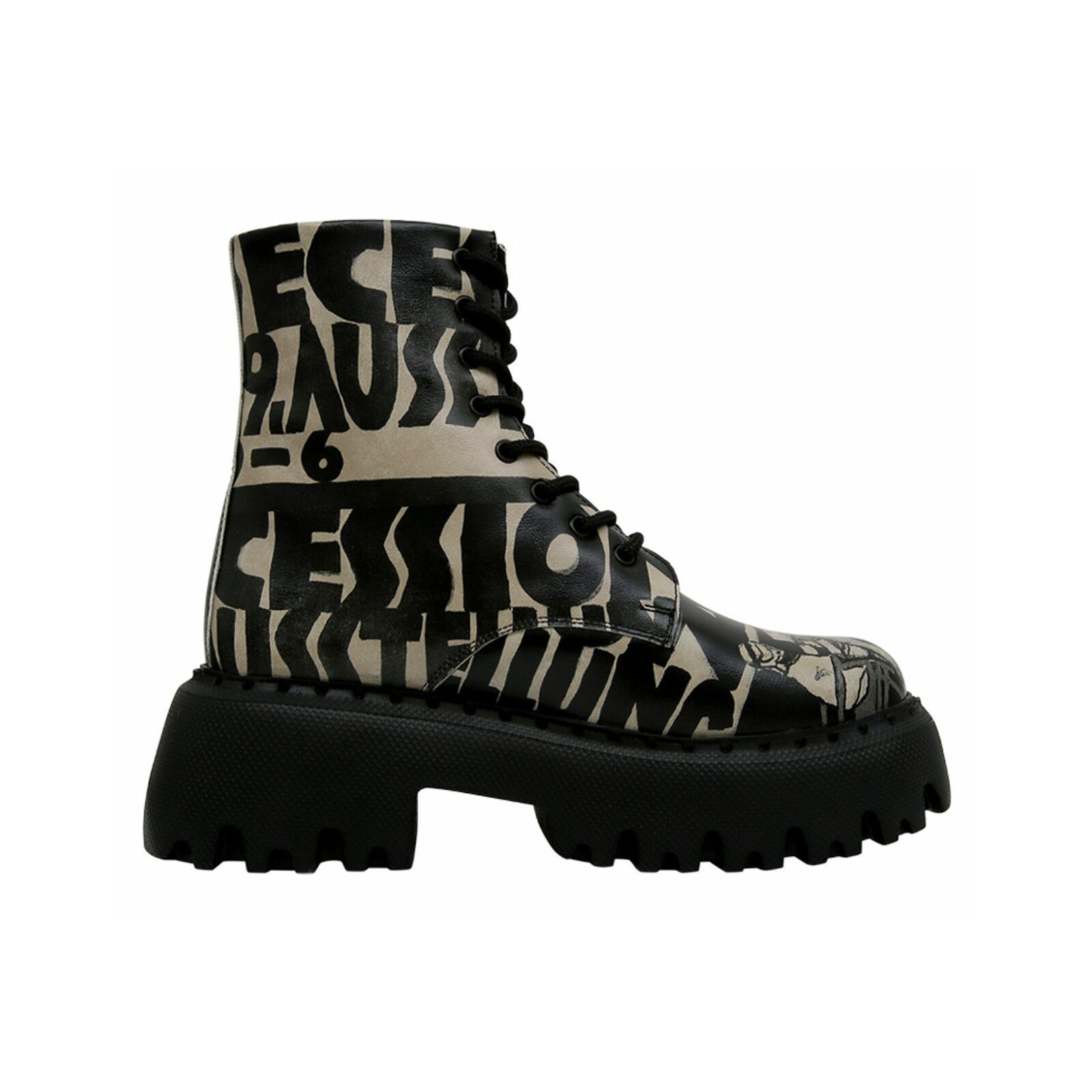 DOGO Navy Schnürstiefel Boots Supper Blackwhite Damen Stiefeletten Chelseaboots Handgefertigt