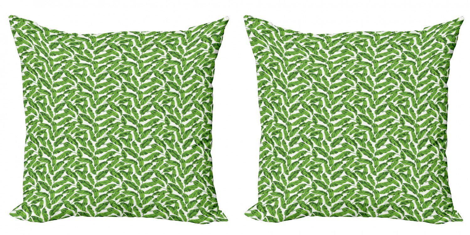 Stück), Natur (2 Doppelseitiger Grün Kissenbezüge Digitaldruck, Lively Accent Abakuhaus Bananenblatt Modern
