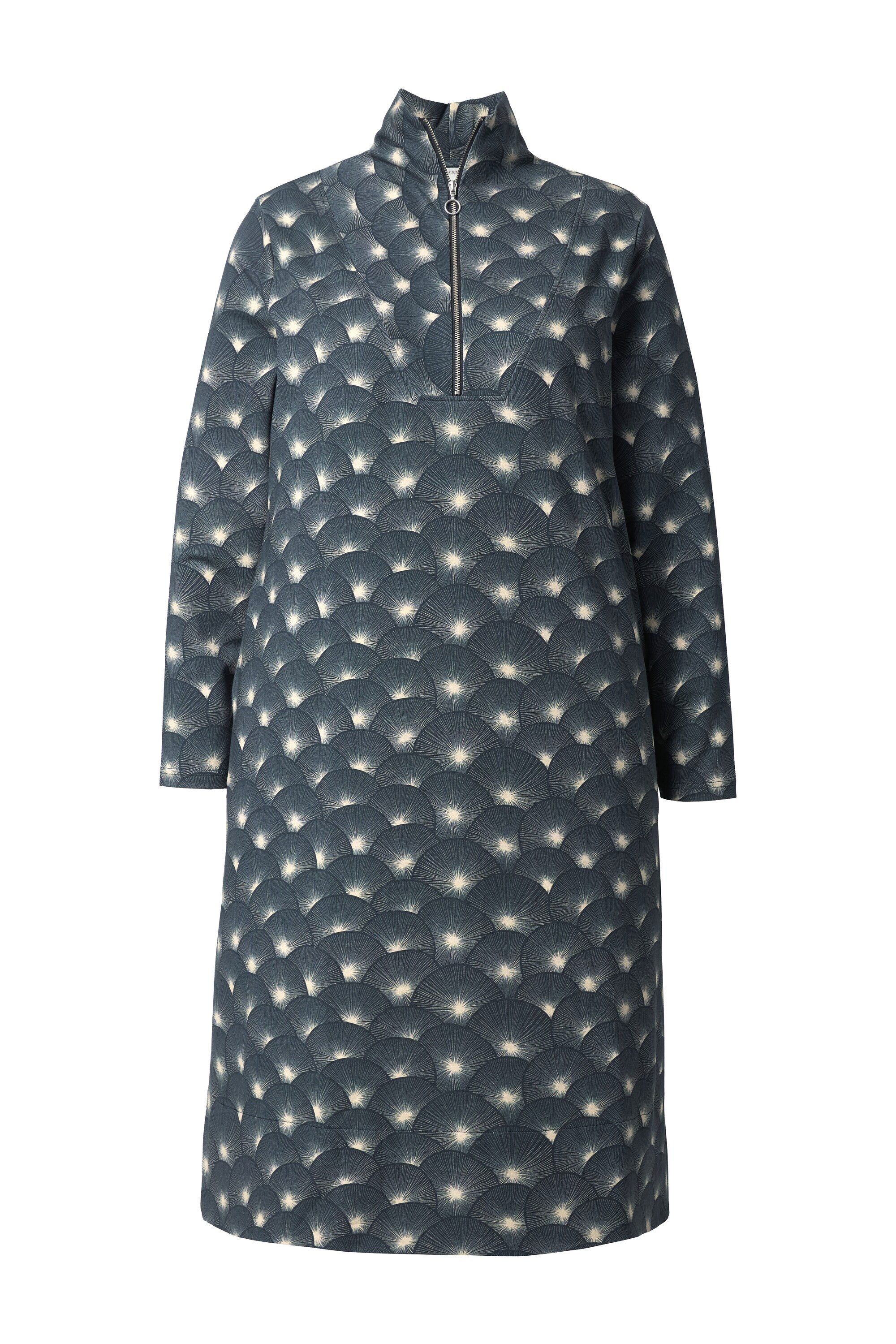 Jerseykleid Sweatkleid A-Linie Stehkragen Langarm Biobaumwolle