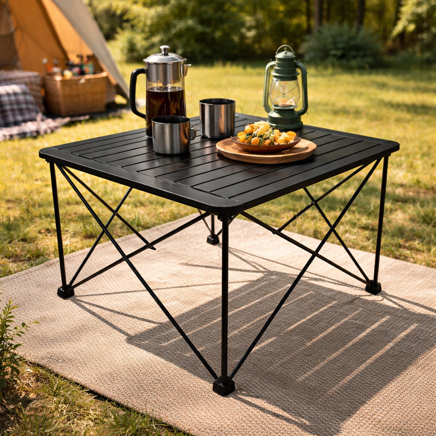 Mojawo Campingtisch Campingtisch Klapptisch Gartentisch klappbar mit Tasche 70x70x56cm