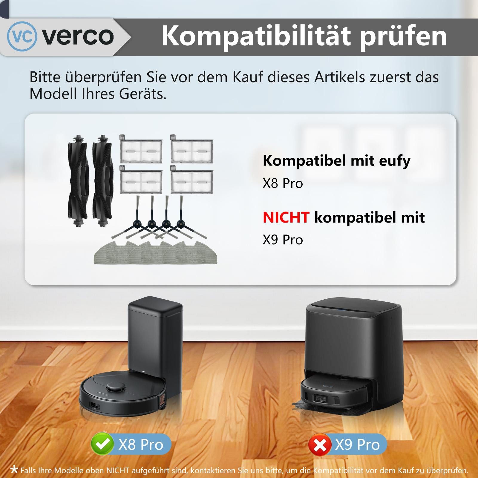VERCO Reinigungsbürsten-Set Reinigungskit für Eufy, Für Eufy X8 Pro, (13-tlg), Ersatz Teile Set Wartungskit Filter Seitenbürste Zubehör Bürste