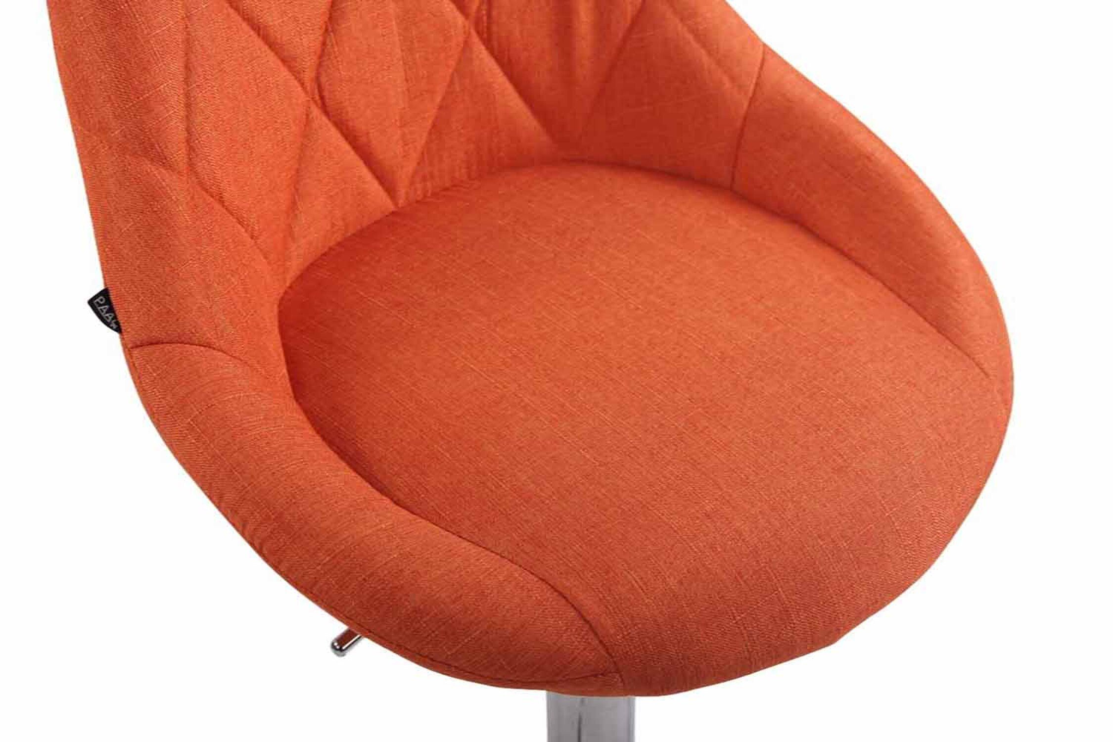 & - Sitzfläche: Barhocker Lazius, - Rückenlehne verchromter für und 360° Barstuhl Stahl höhenverstellbar Küche Orange Stoff - - - mit TPFLiving Hocker Tresenhocker Theke Fußstütze drehbar