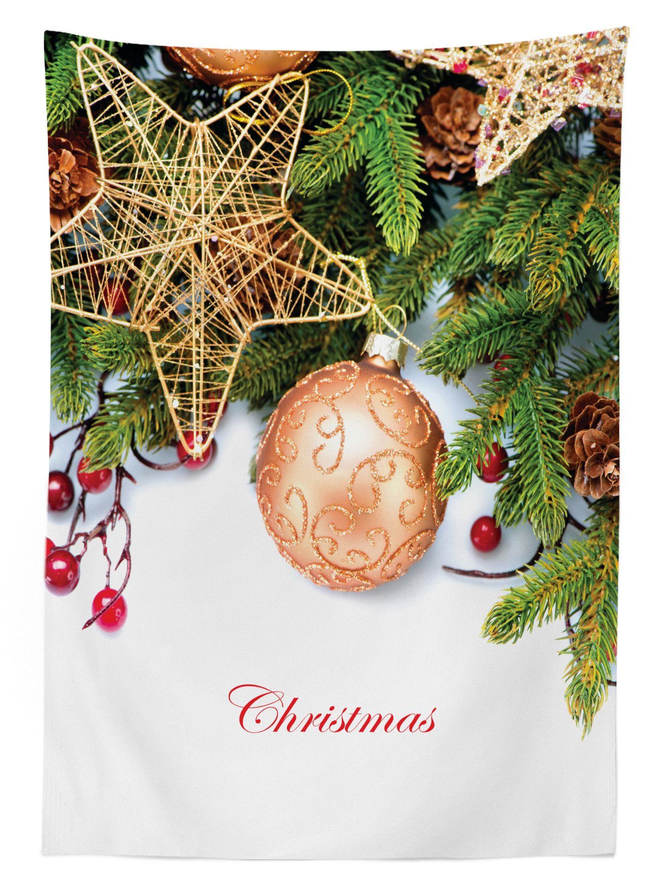 den Bereich geeignet Waschbar Beeren Farben, Farbfest Tischdecke Stern Klare Holly Für Weihnachten Außen Abakuhaus