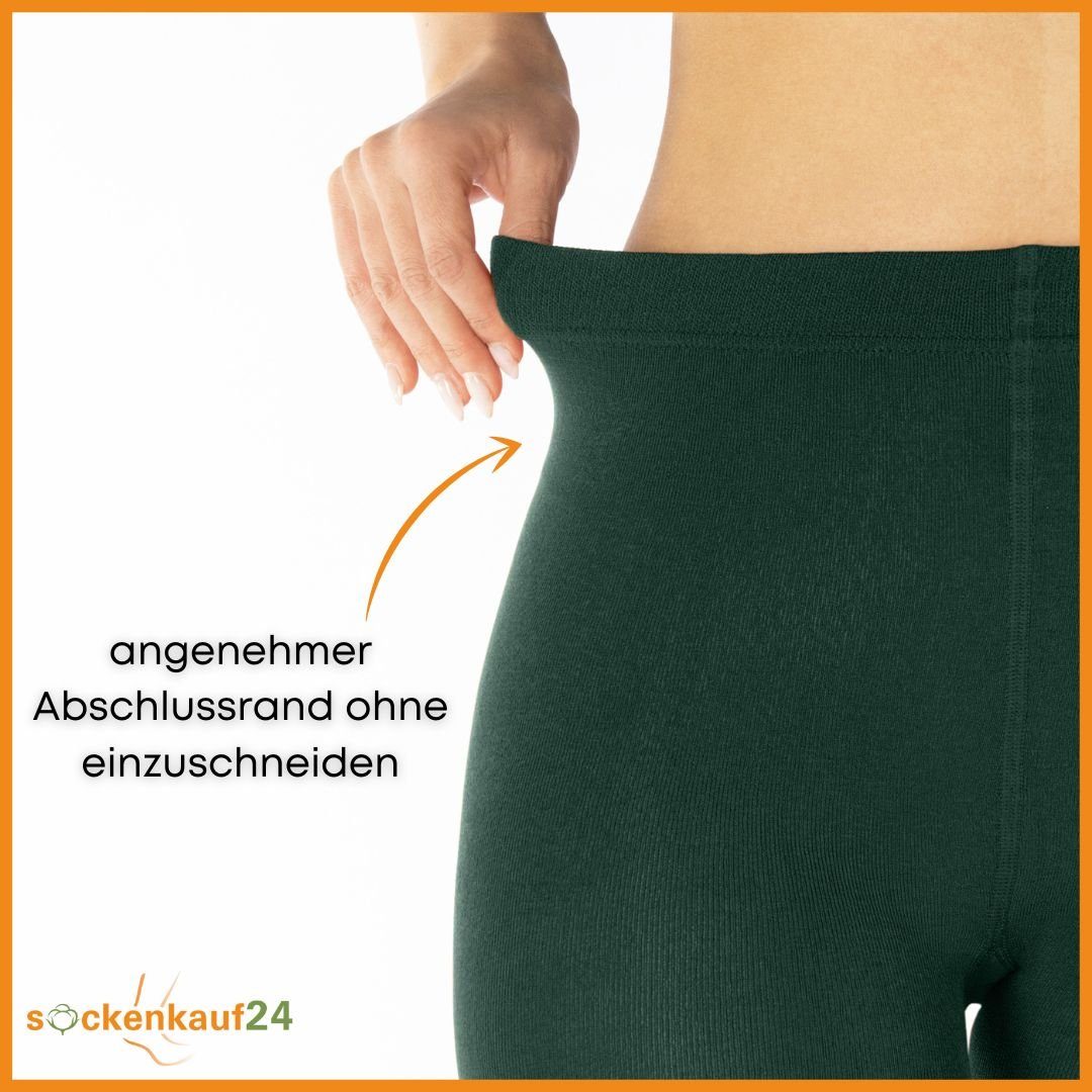 sockenkauf24 Thermostrumpfhose Damen Strumpfhose mit Innenfleece in 10 Farben (Dunkelgrün 40-42) extra warm Winter Strumpfhose WP